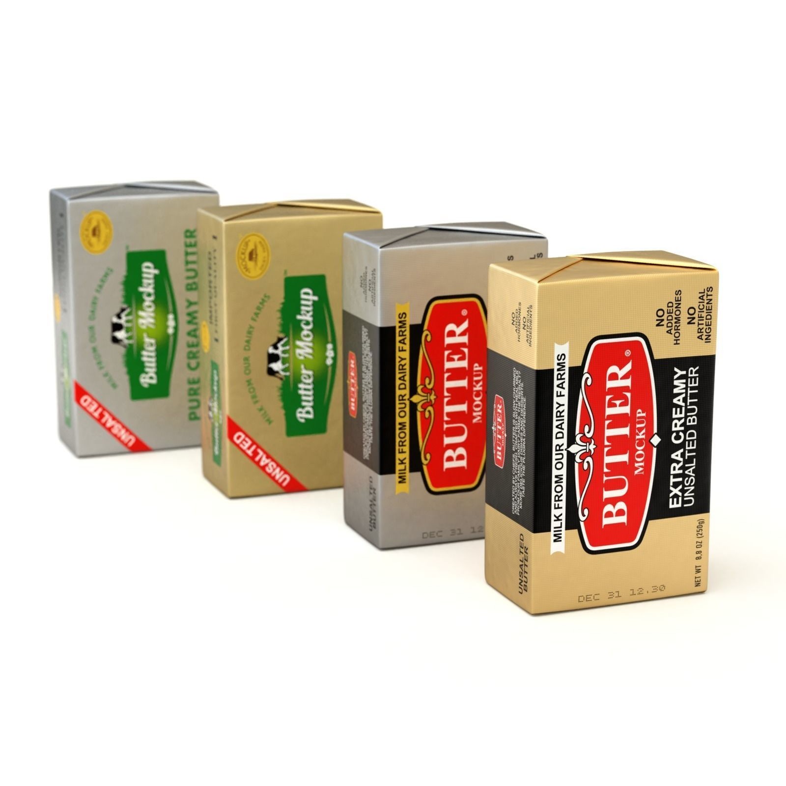 Butter Pack 3D Model – High-Quality Foil Package with Labels - View 9