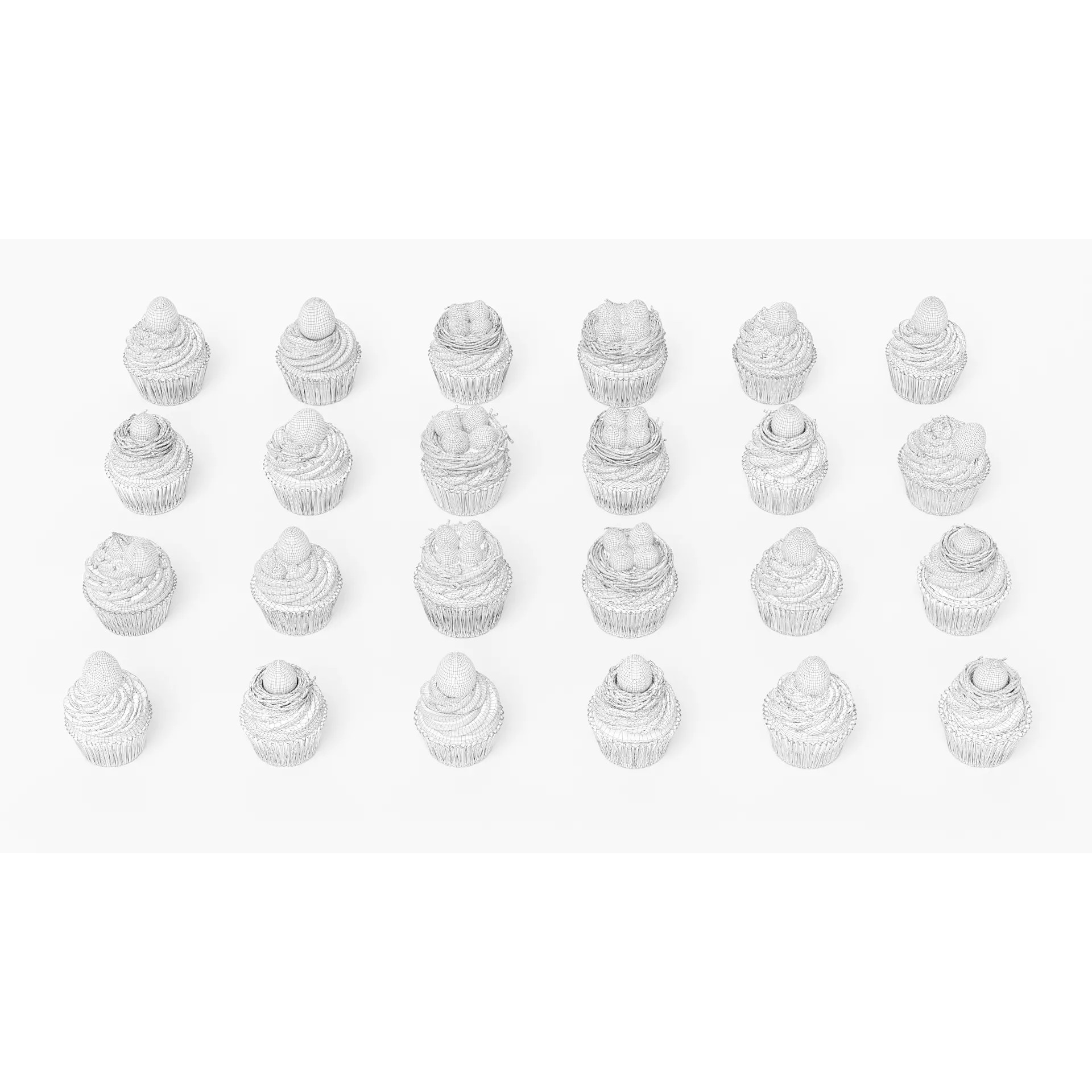 Easter Egg Bird Nest Cupcake 3D Model – Low Poly PBR Asset, FBX, OBJ, Blender
