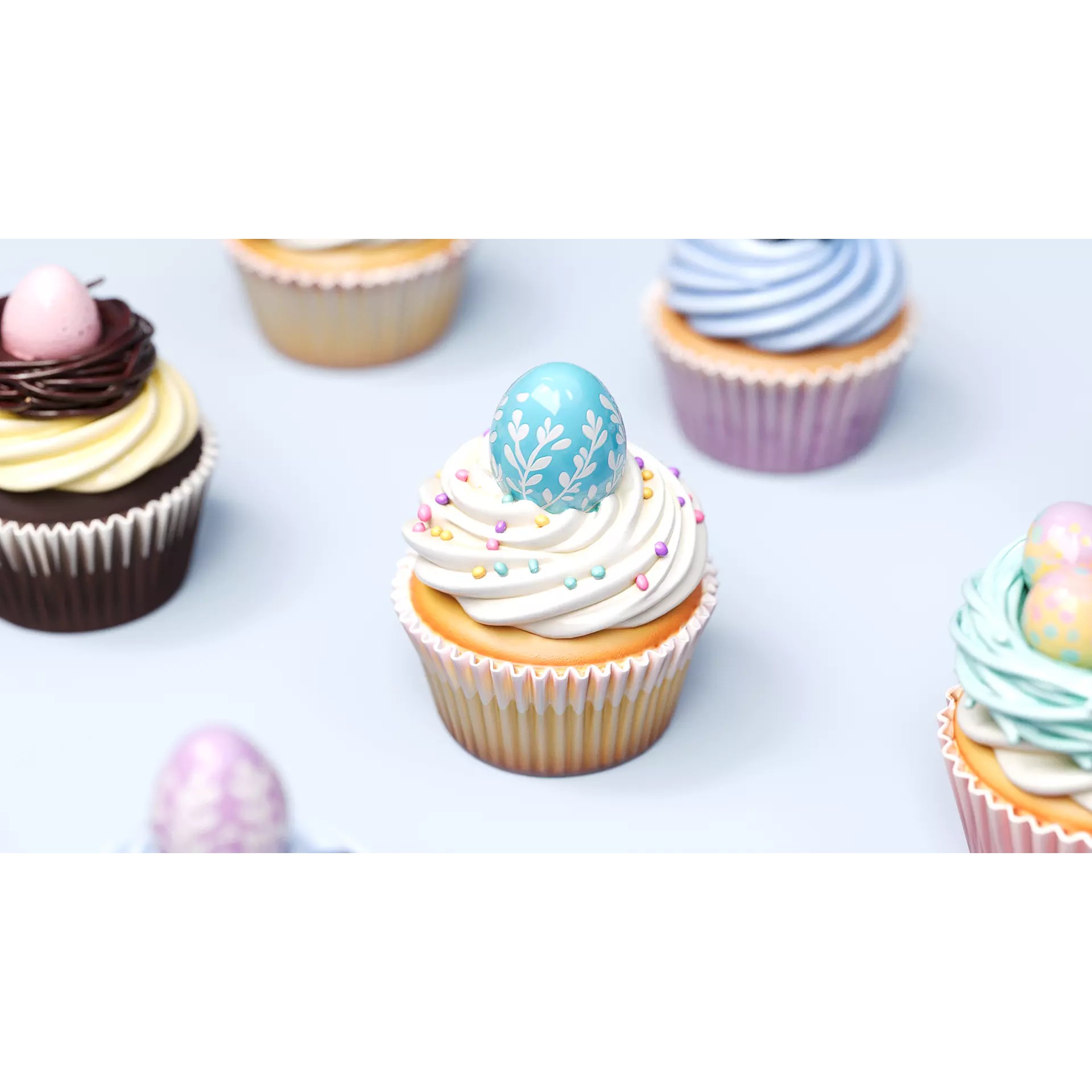 Easter Egg Bird Nest Cupcake 3D Model – Low Poly PBR Asset, FBX, OBJ, Blender - View 6