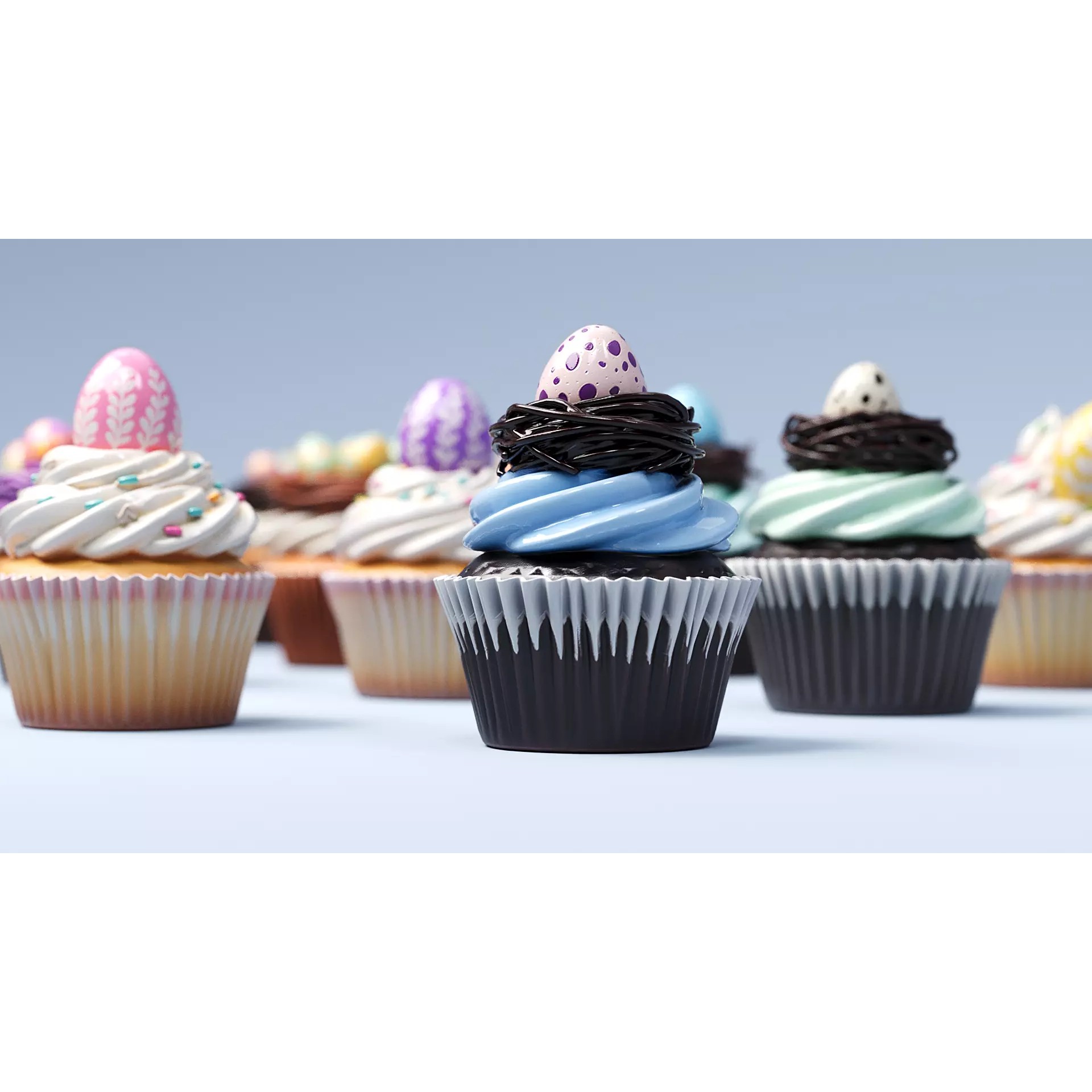 Easter Egg Bird Nest Cupcake 3D Model – Low Poly PBR Asset, FBX, OBJ, Blender - View 7