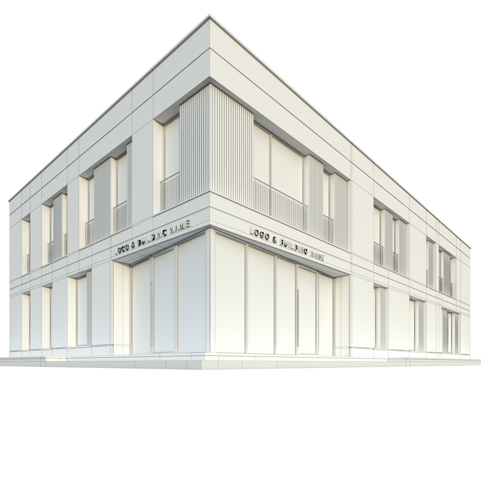 Modern Commercial Building No5 - Low-Poly 3D Model