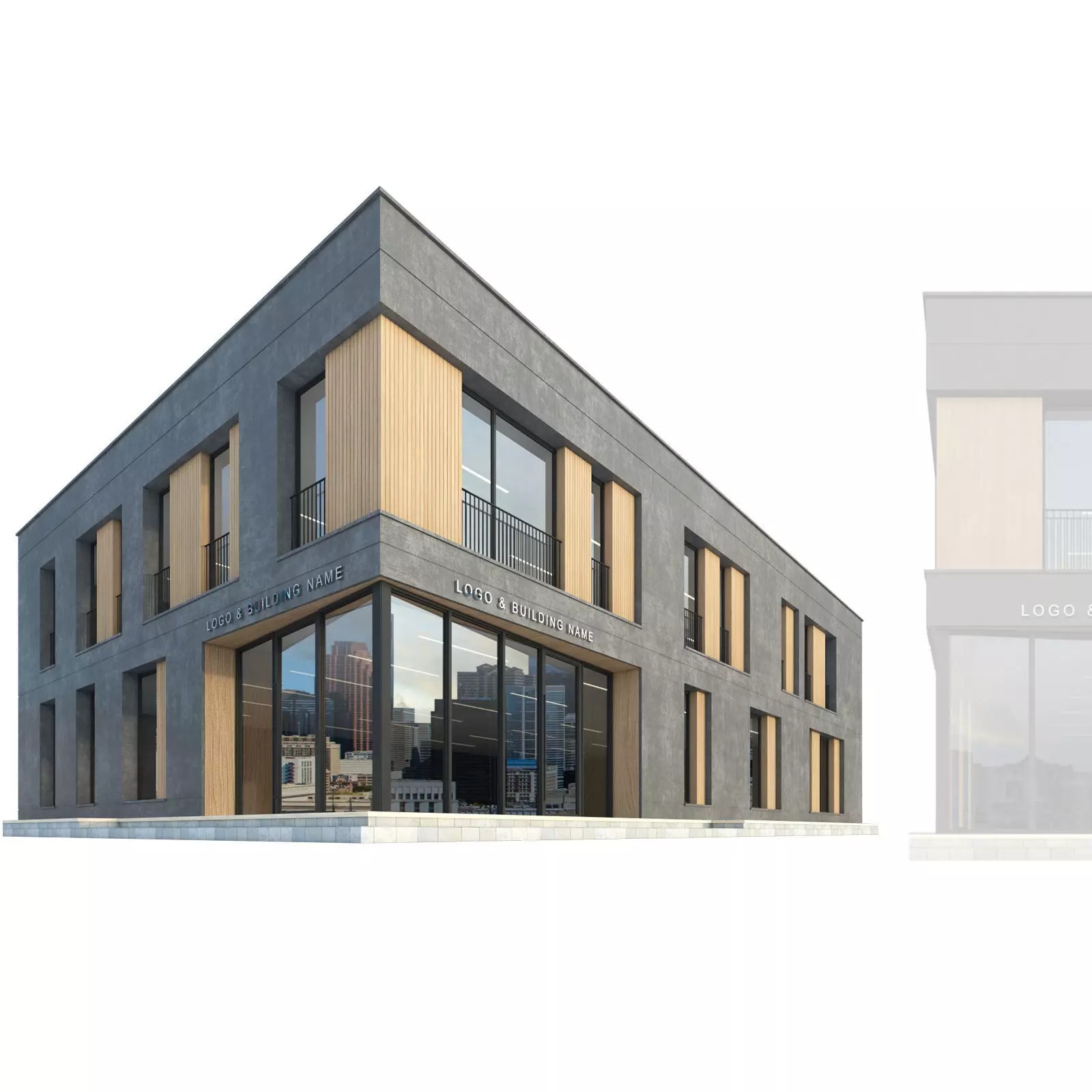 Modern Commercial Building No5 - Low-Poly 3D Model - View 2