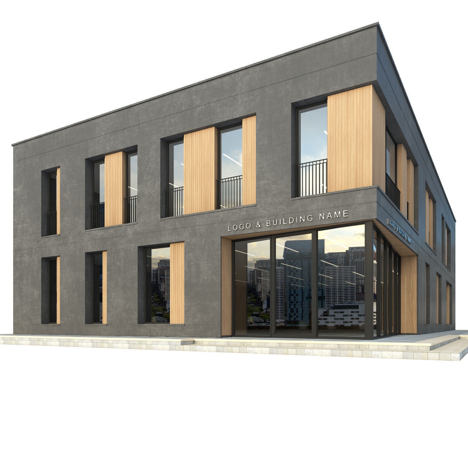 Modern Commercial Building No5 - Low-Poly 3D Model - View 3