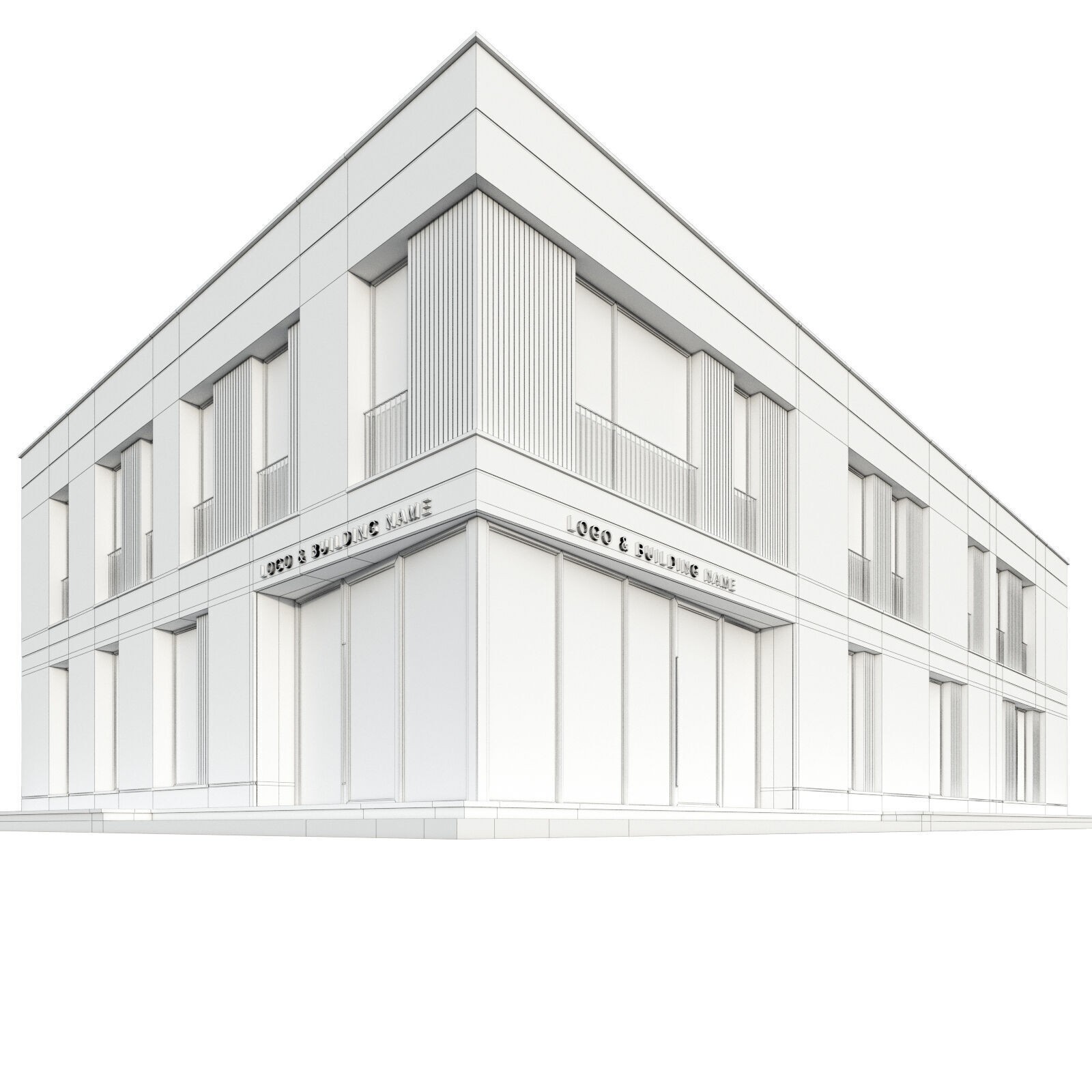 Modern Commercial Building No5 - Low-Poly 3D Model - View 4
