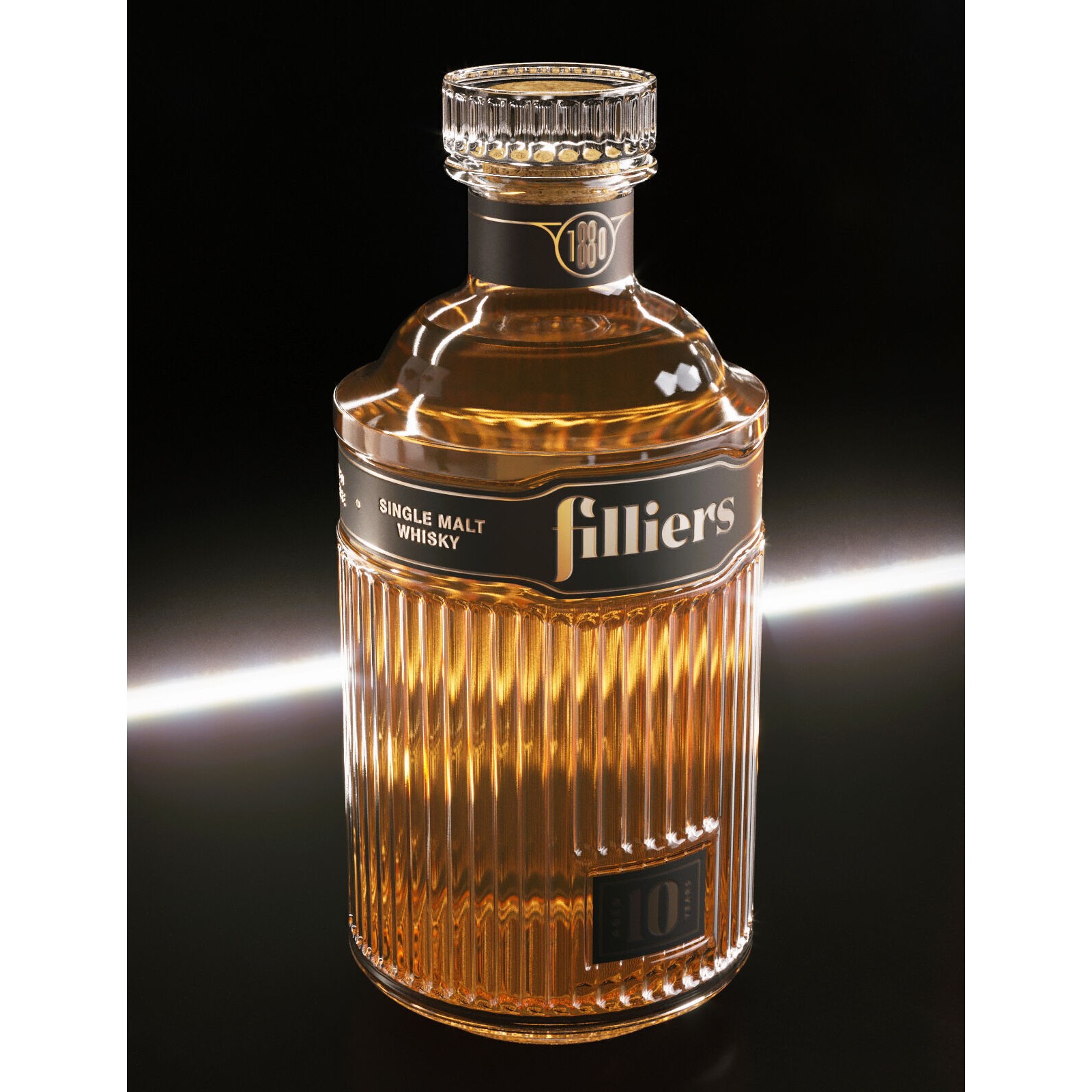Filliers Whiskey Bottle 3D Model – High-Quality PBR Asset, FBX - View 4