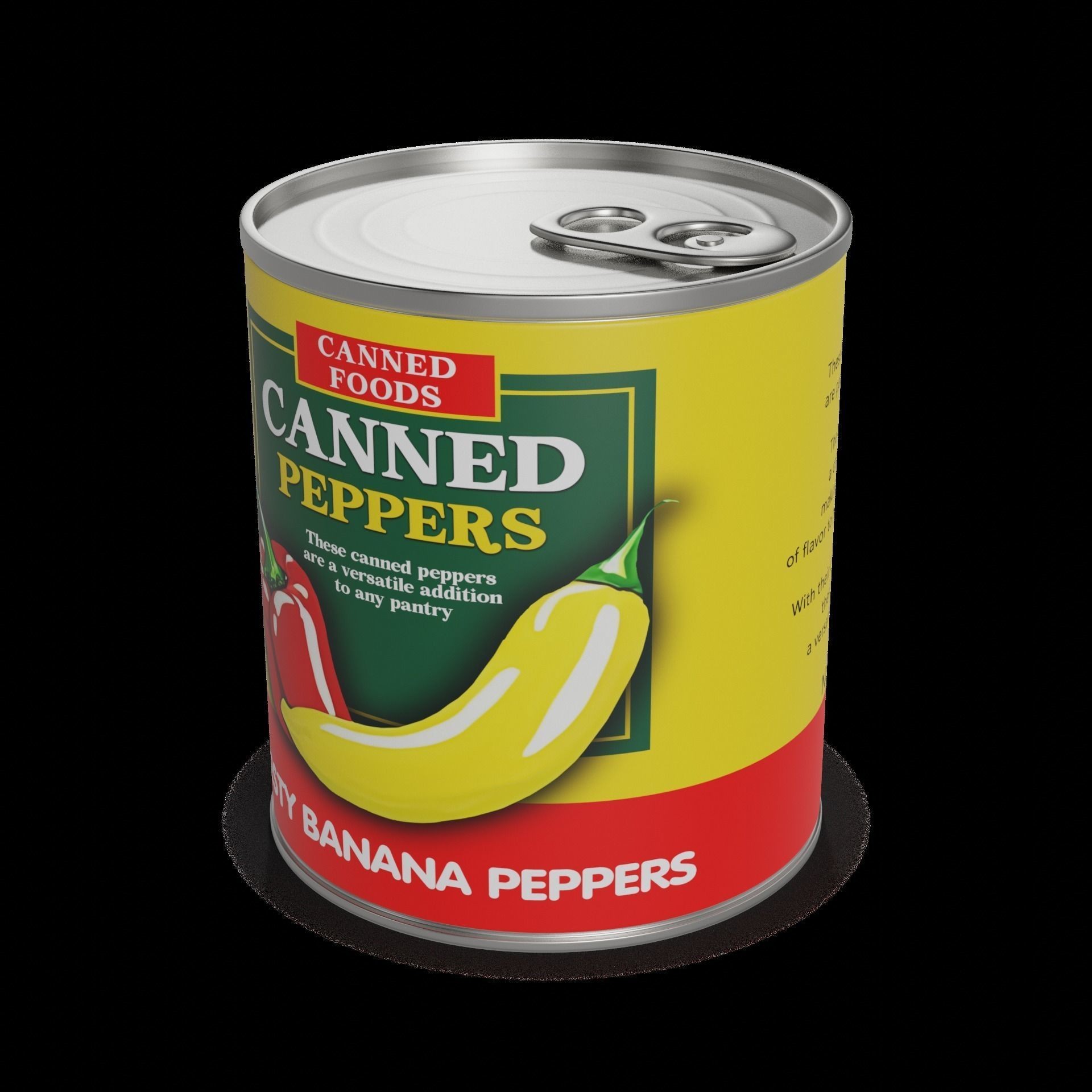 Canned Peppers 3D Model – Realistic Low Poly Food Asset, FBX