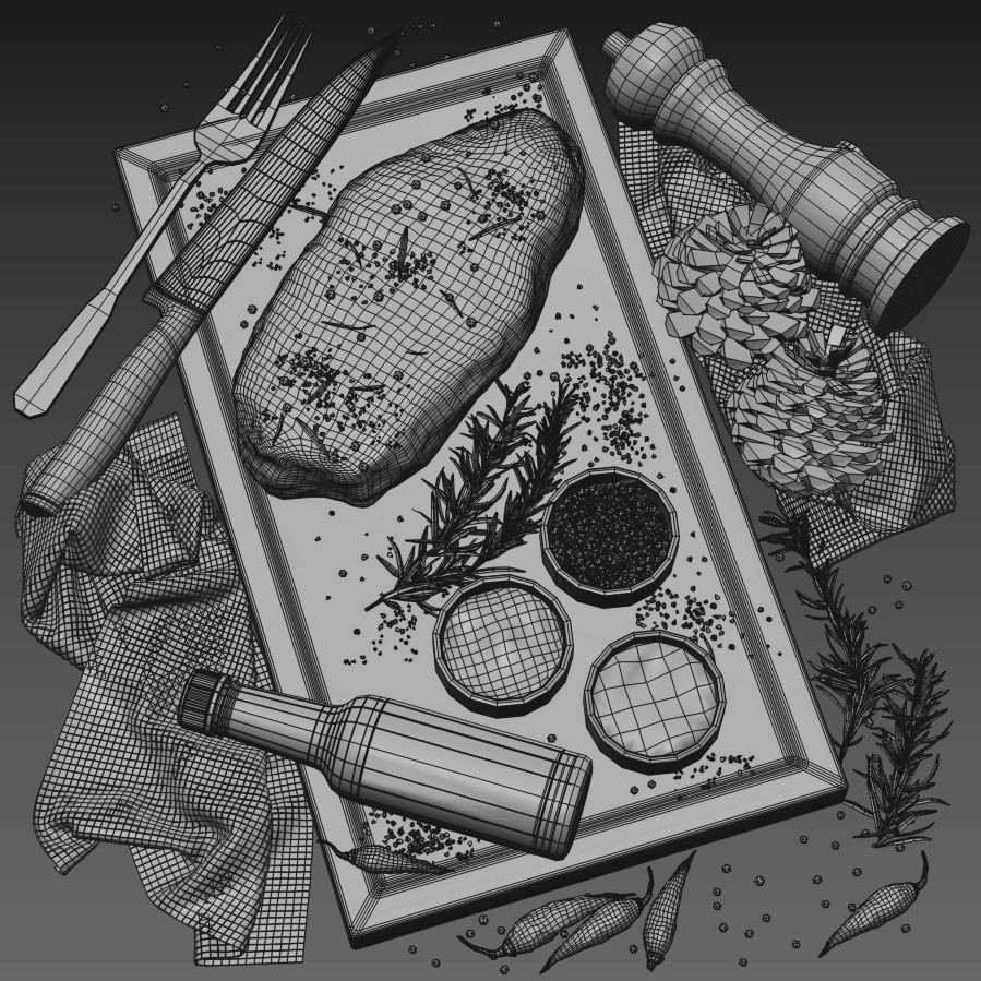 Steak 3D Model – High Poly Food Asset, FBX, OBJ Formats
