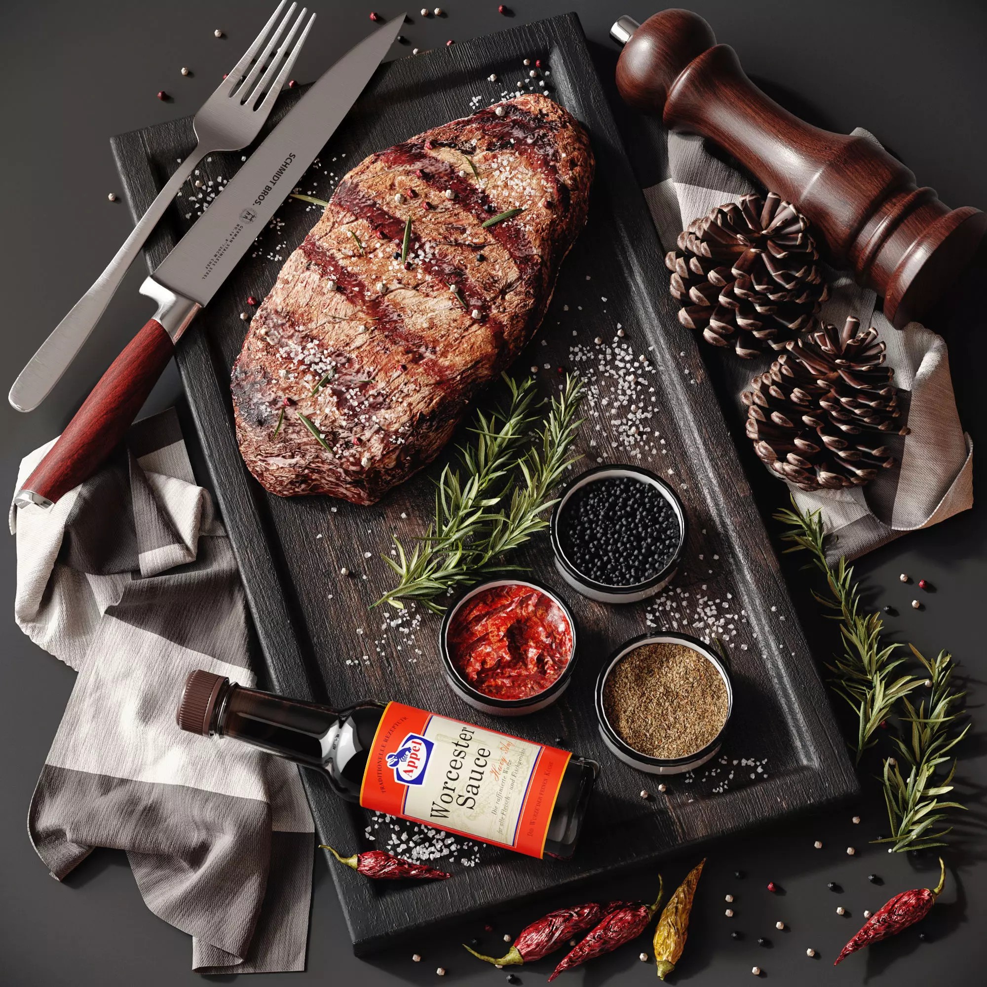 Steak 3D Model – High Poly Food Asset, FBX, OBJ Formats - View 2