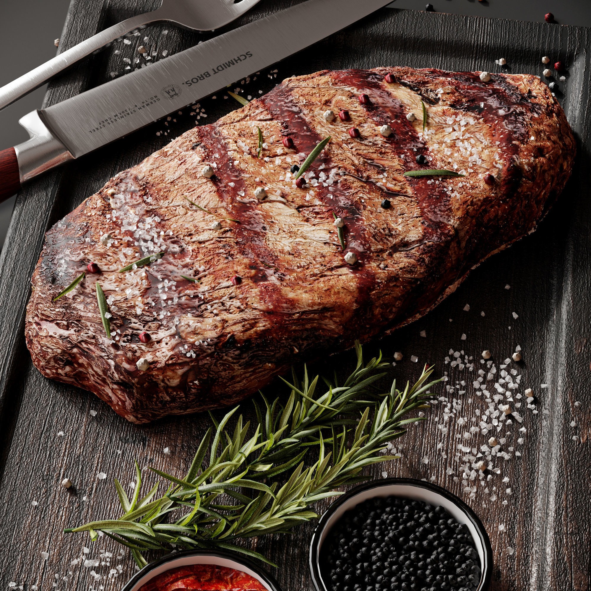 Steak 3D Model – High Poly Food Asset, FBX, OBJ Formats - View 4