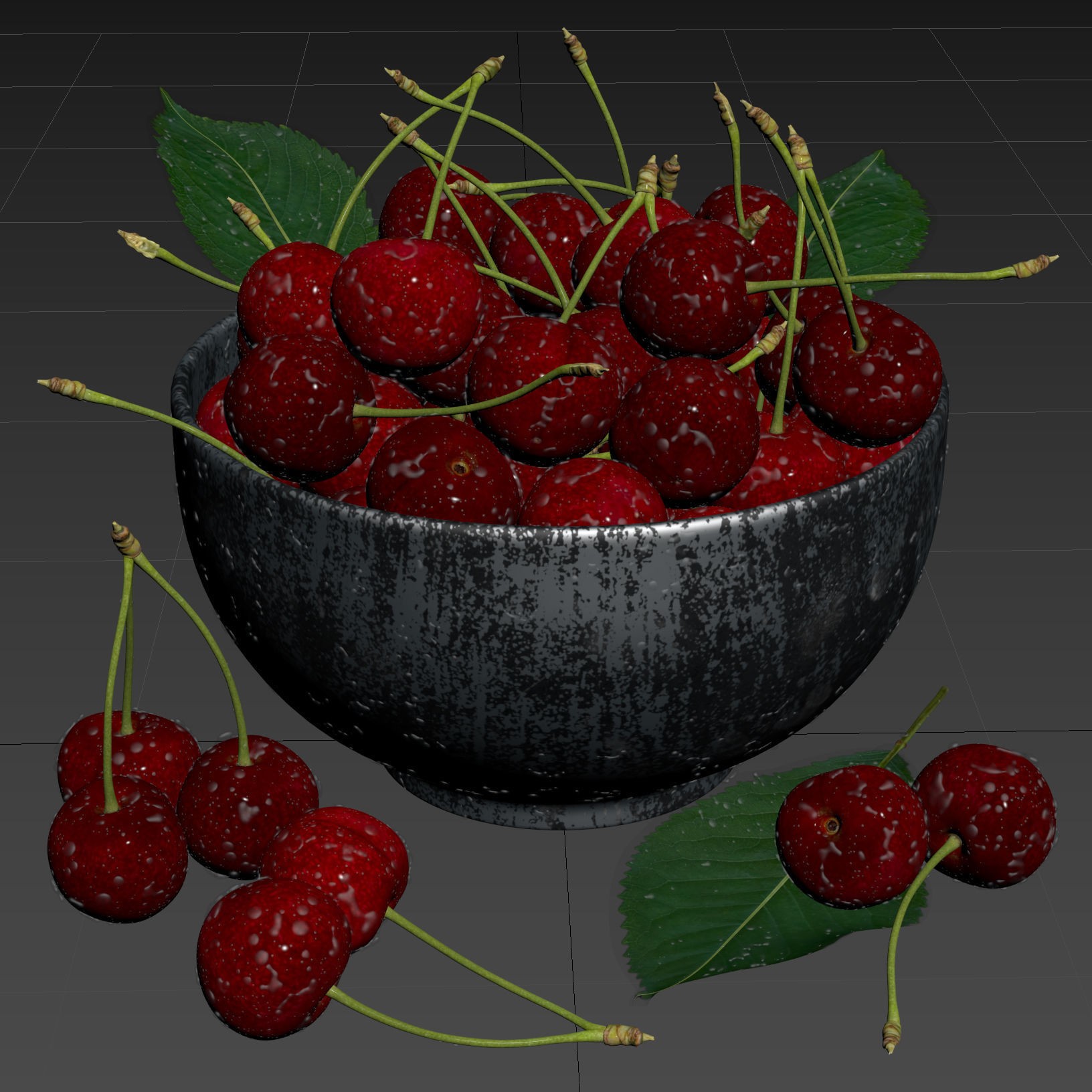 Wet Cherries 3D Model – Realistic High Poly Fruit Asset, FBX, OBJ - View 22