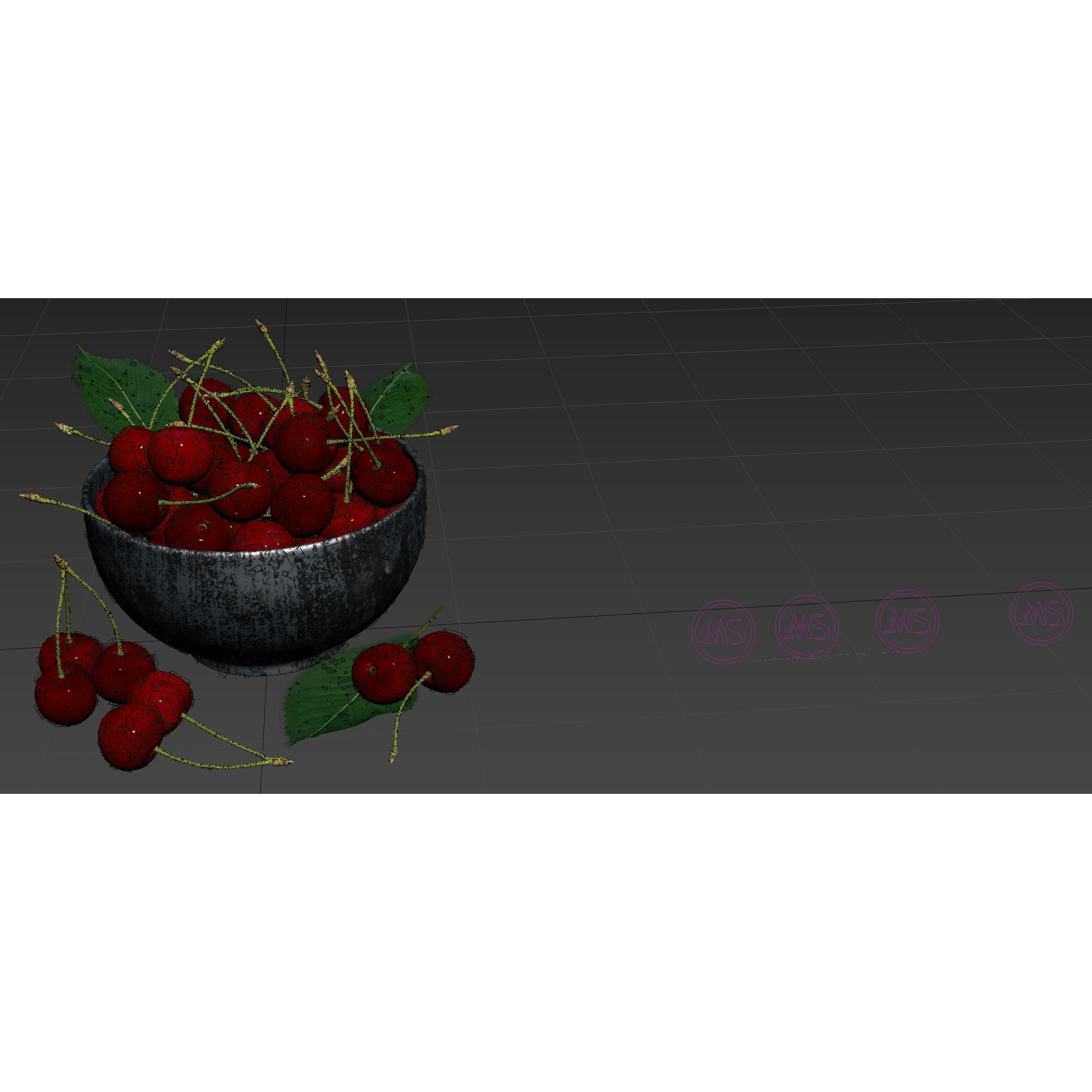 Wet Cherries 3D Model – Realistic High Poly Fruit Asset, FBX, OBJ - View 24
