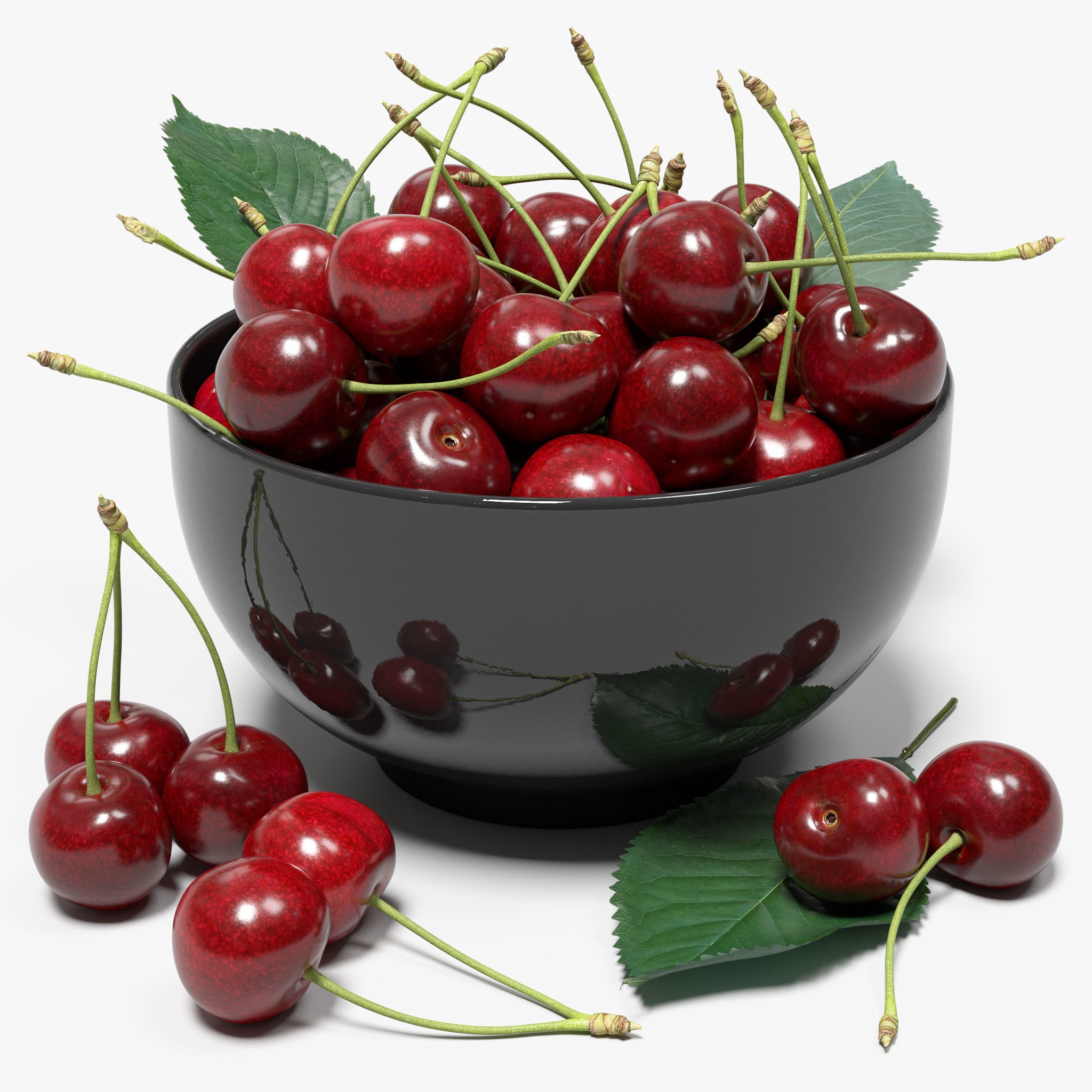 Wet Cherries 3D Model – Realistic High Poly Fruit Asset, FBX, OBJ - View 3