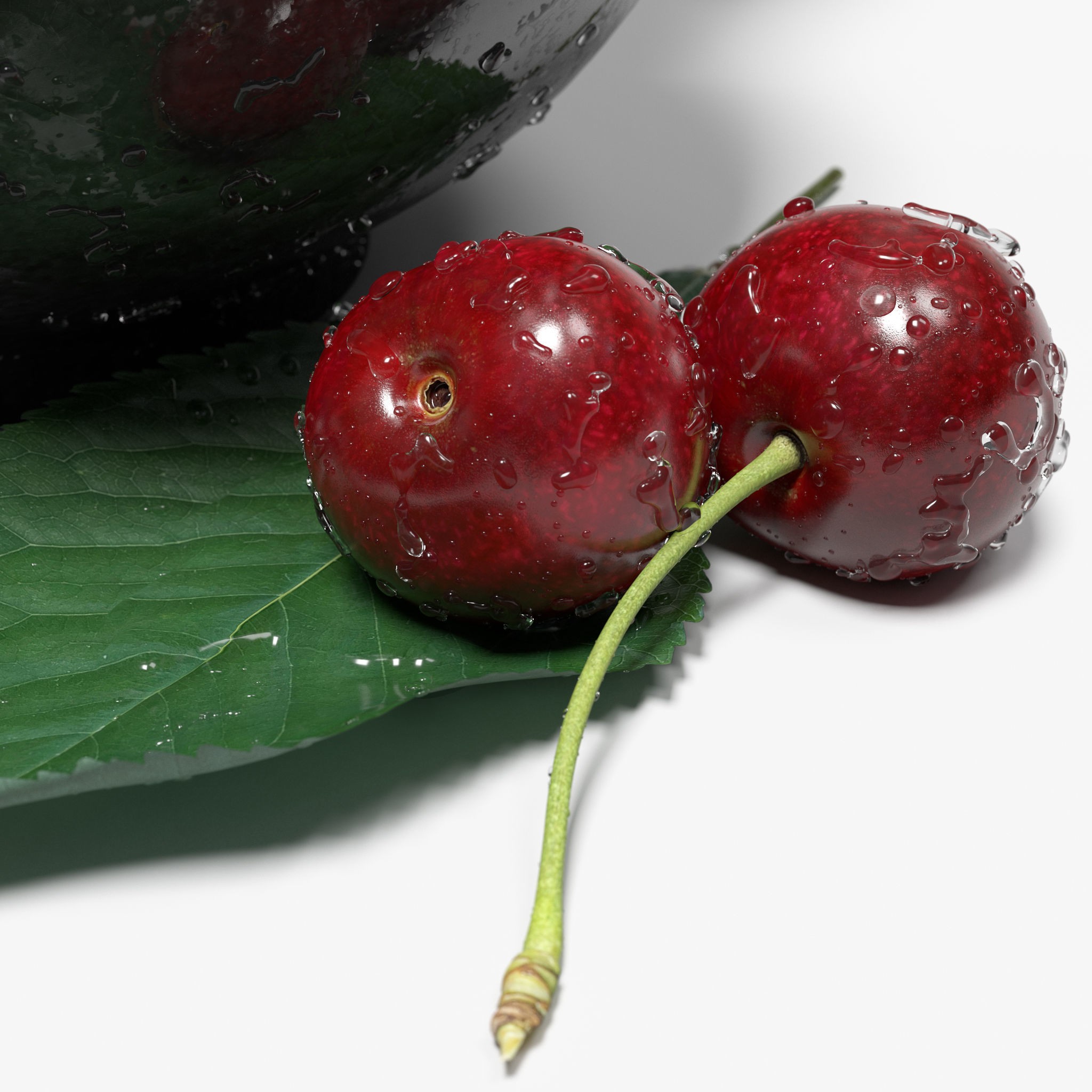 Wet Cherries 3D Model – Realistic High Poly Fruit Asset, FBX, OBJ - View 4