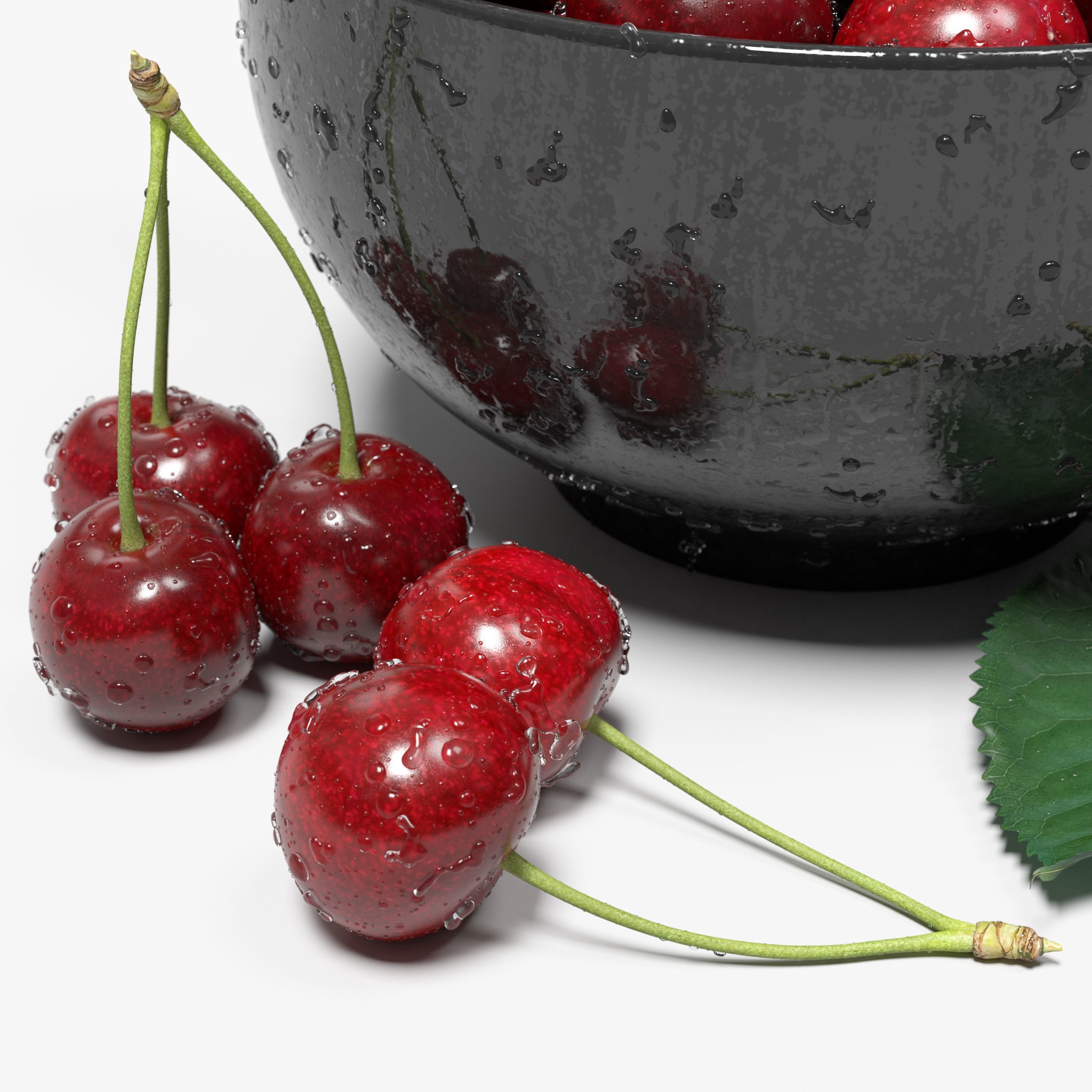 Wet Cherries 3D Model – Realistic High Poly Fruit Asset, FBX, OBJ - View 5