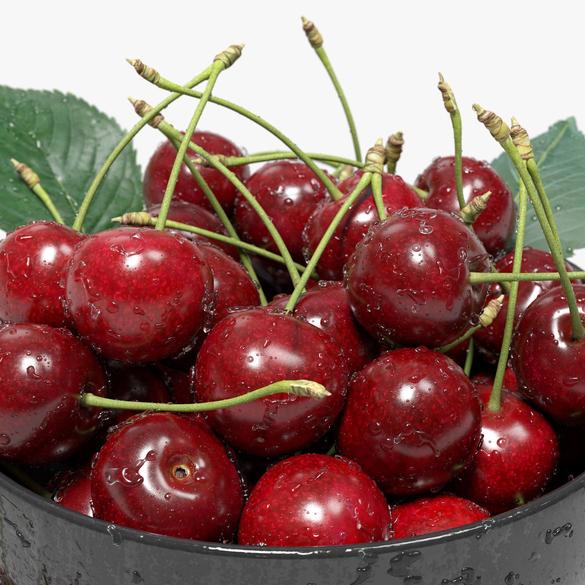 Wet Cherries 3D Model – Realistic High Poly Fruit Asset, FBX, OBJ - View 6