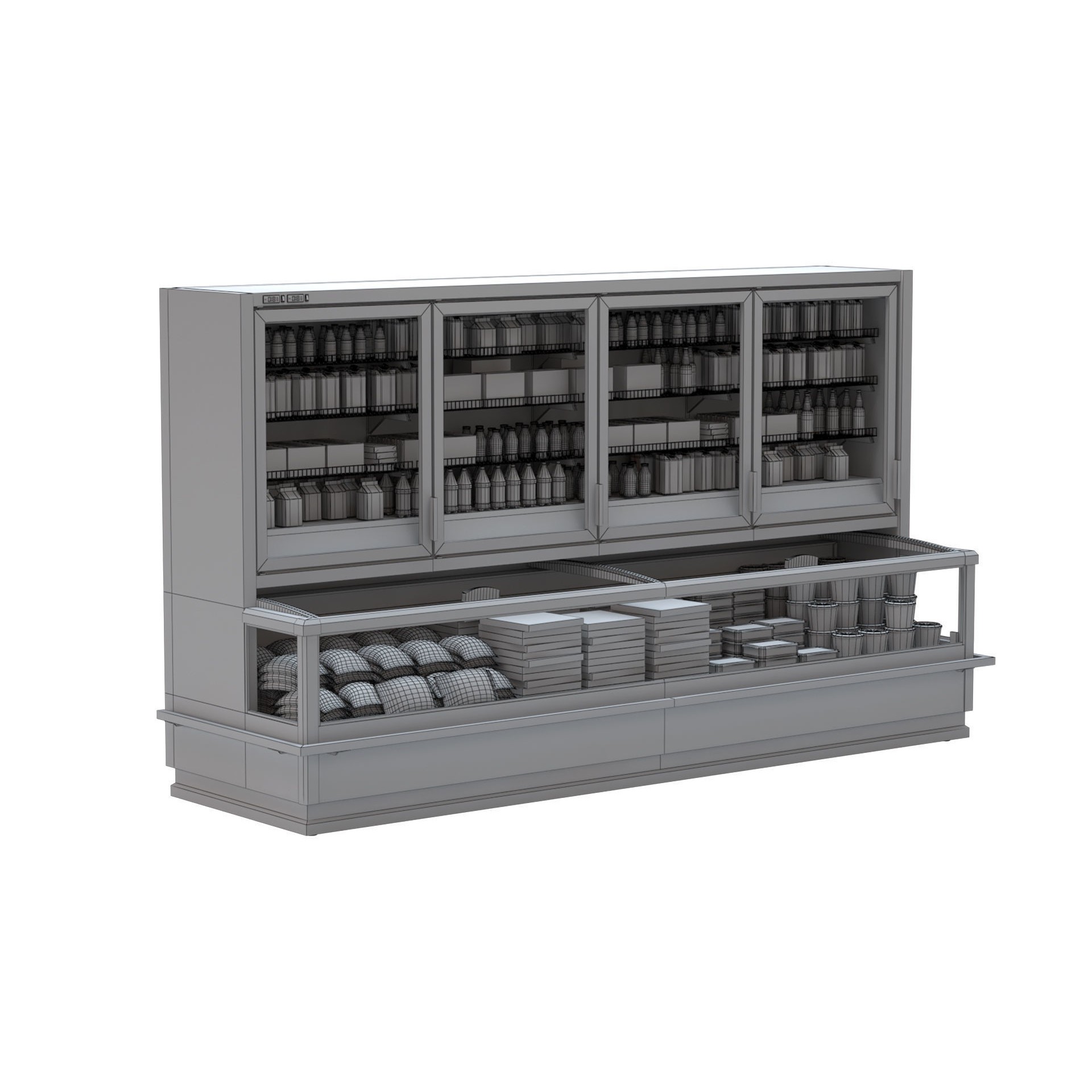 Refrigerated Display Case 3D Model – High Poly PBR Asset, FBX, OBJ