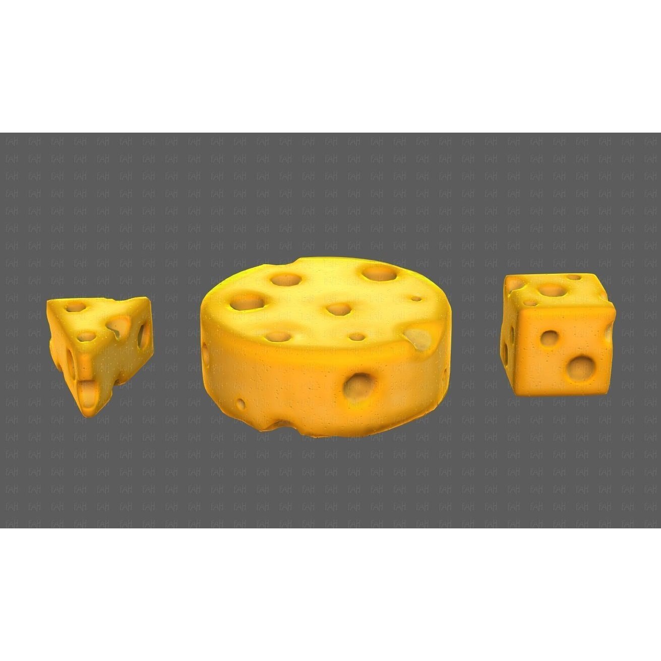 Cheese V01 3D Model – Low Poly Cartoon Food Asset, FBX, OBJ - View 19