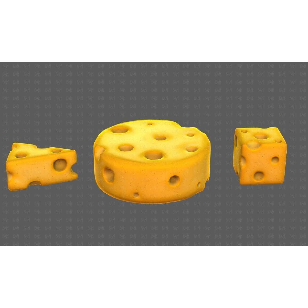 Cheese V01 3D Model – Low Poly Cartoon Food Asset, FBX, OBJ - View 21