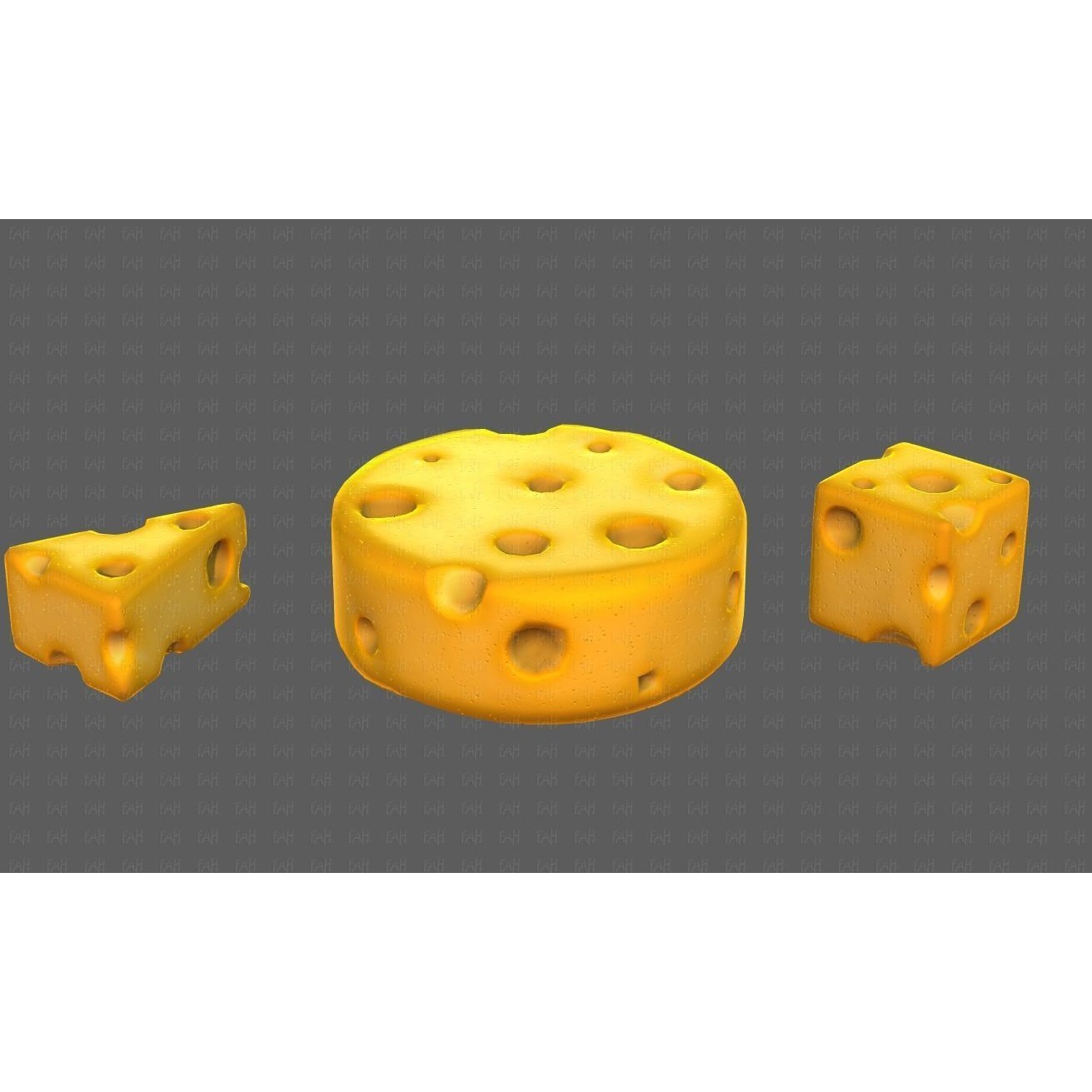 Cheese V01 3D Model – Low Poly Cartoon Food Asset, FBX, OBJ - View 22