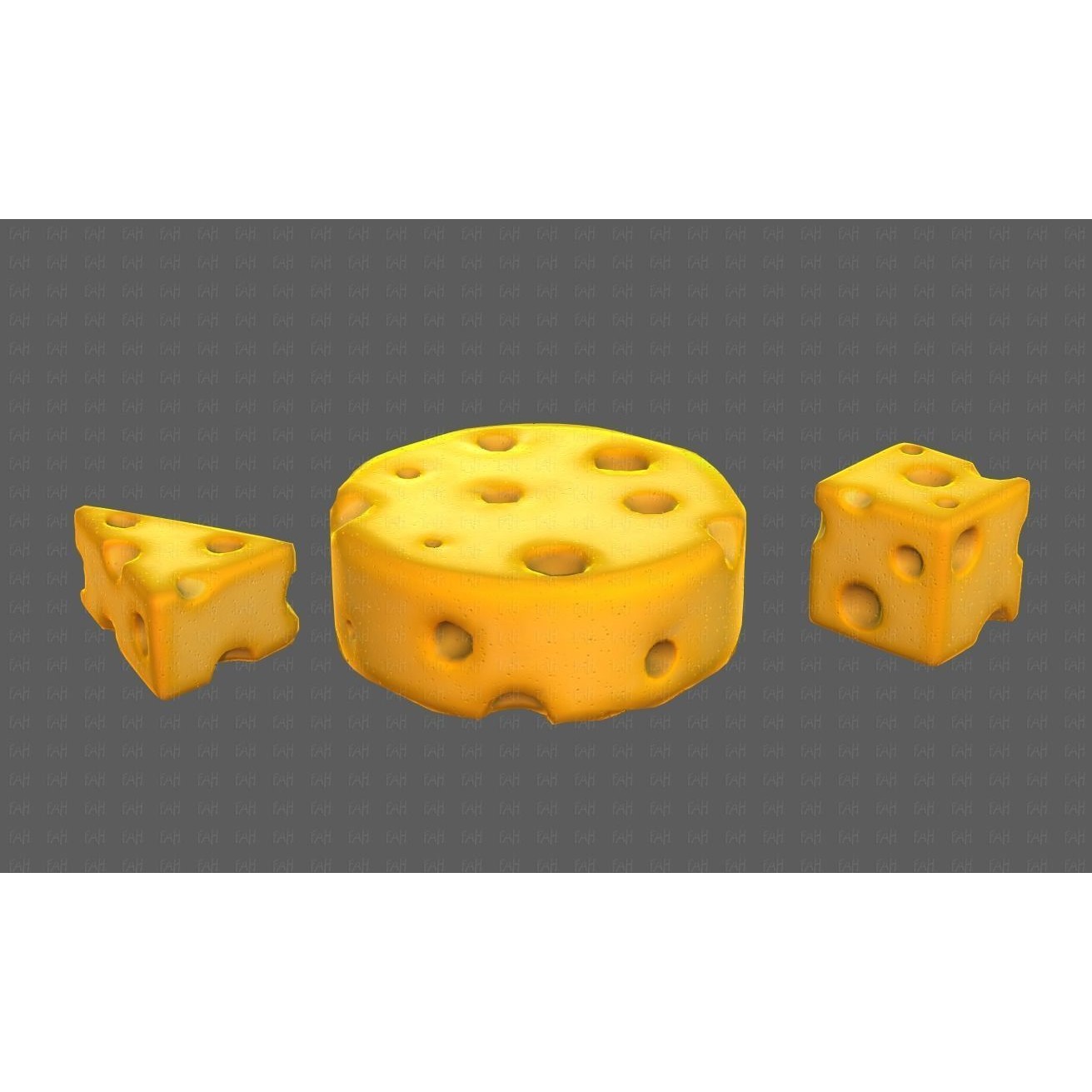 Cheese V01 3D Model – Low Poly Cartoon Food Asset, FBX, OBJ - View 24