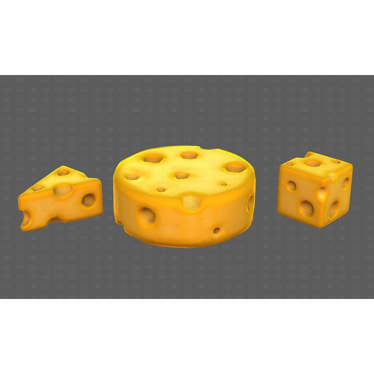 Cheese V01 3D Model – Low Poly Cartoon Food Asset, FBX, OBJ - View 26