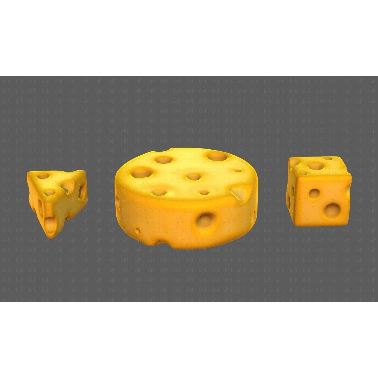 Cheese V01 3D Model – Low Poly Cartoon Food Asset, FBX, OBJ - View 3