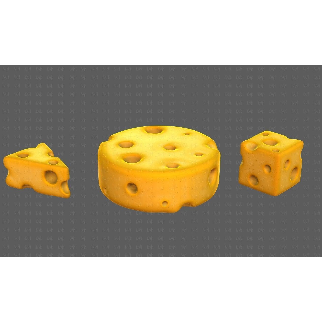 Cheese V01 3D Model – Low Poly Cartoon Food Asset, FBX, OBJ - View 4