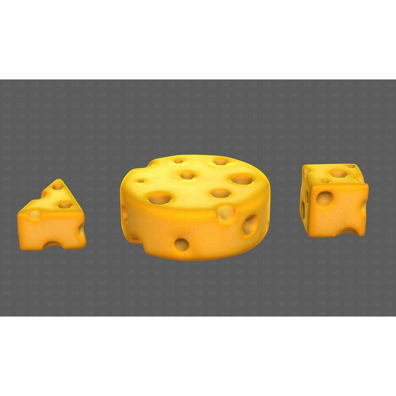 Cheese V01 3D Model – Low Poly Cartoon Food Asset, FBX, OBJ - View 7