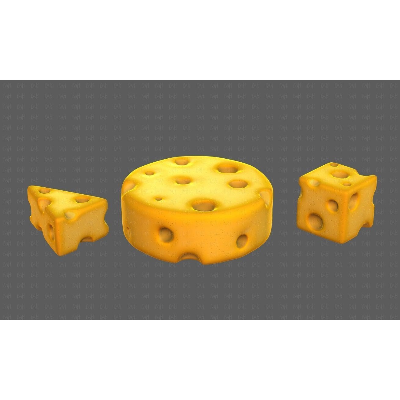 Cheese V01 3D Model – Low Poly Cartoon Food Asset, FBX, OBJ - View 8