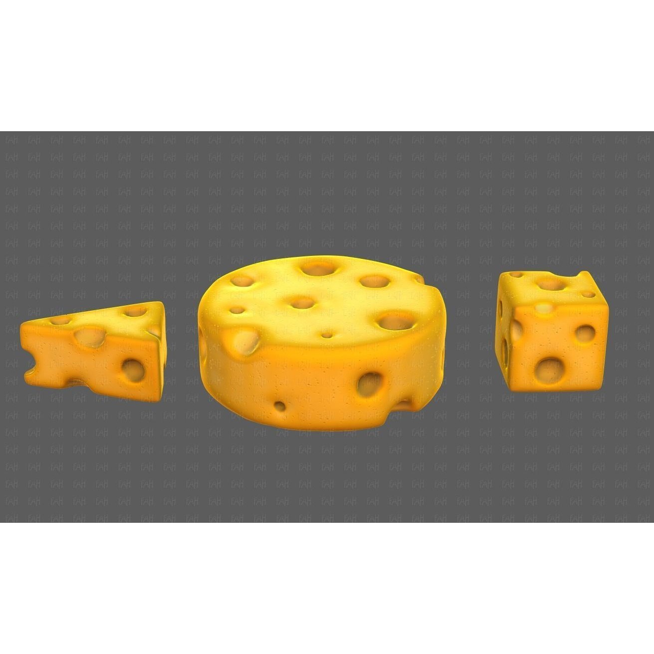 Cheese V01 3D Model – Low Poly Cartoon Food Asset, FBX, OBJ - View 9