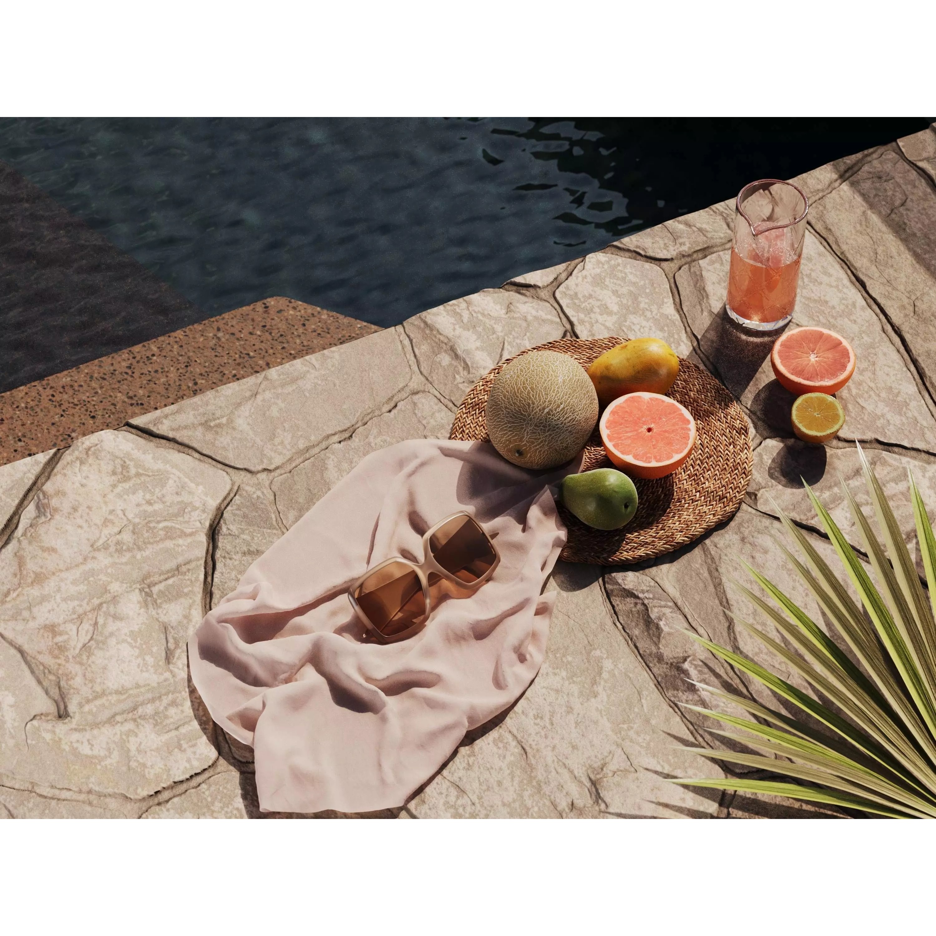 Fruits 3D Model – Detailed Composition with Rug and Glasses, PBR - View 2