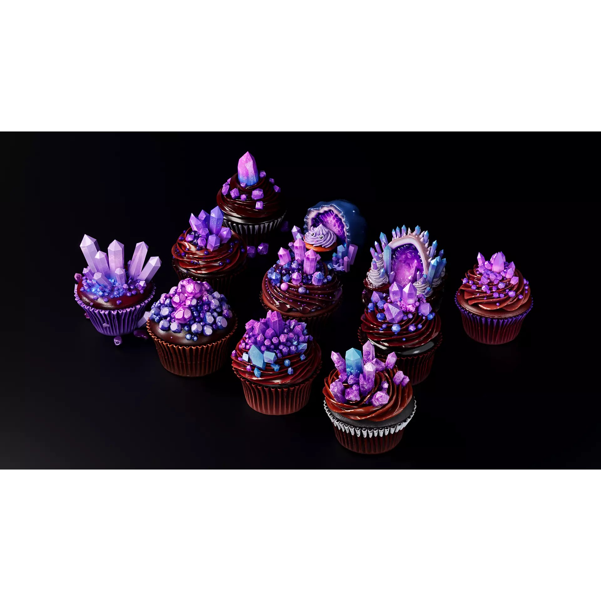 Chocolate Cupcake 3D Model – PBR Textured, UV Mapped, FBX, Blender - View 3