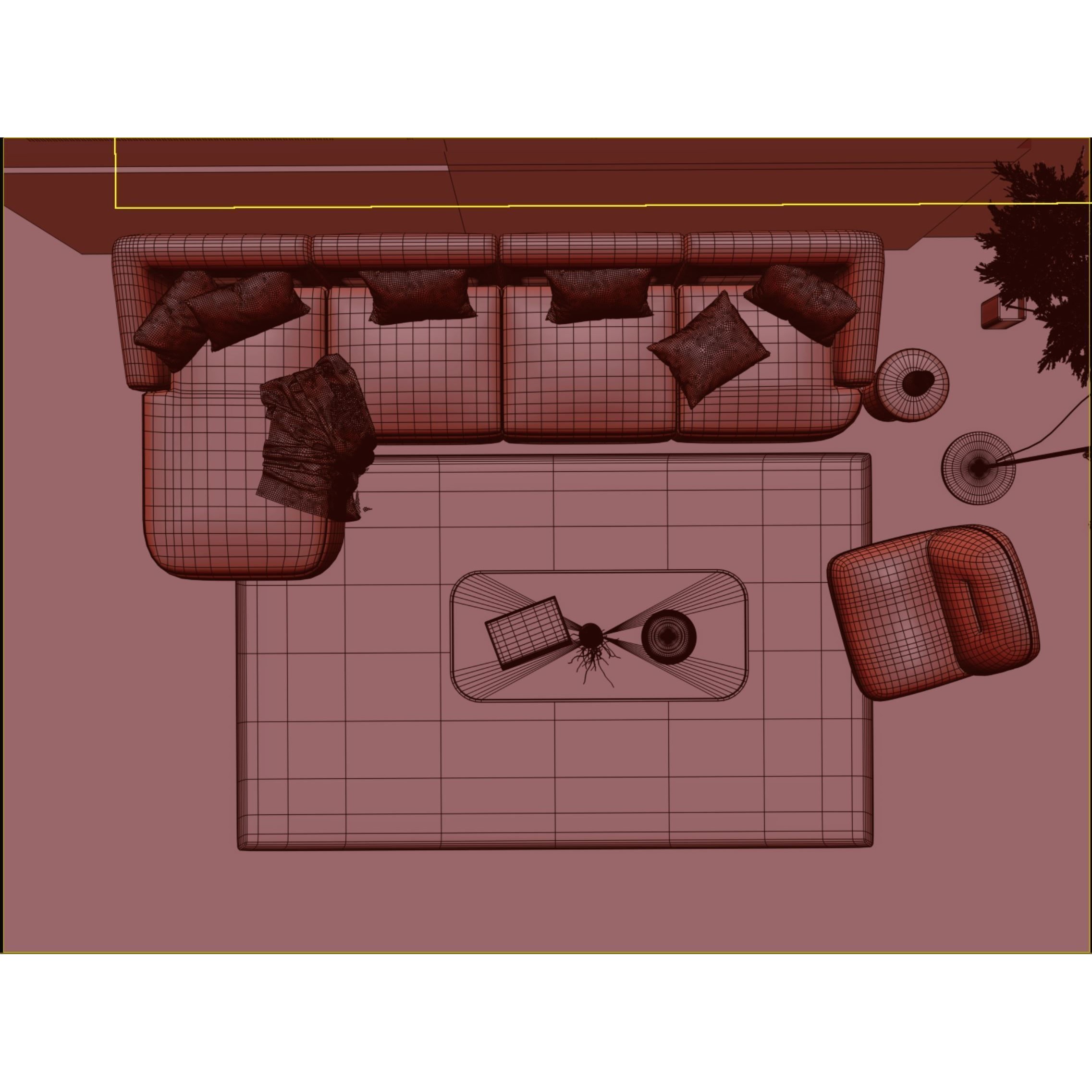 Living Room Interior Scene - Ready to Render 3D Model - View 10