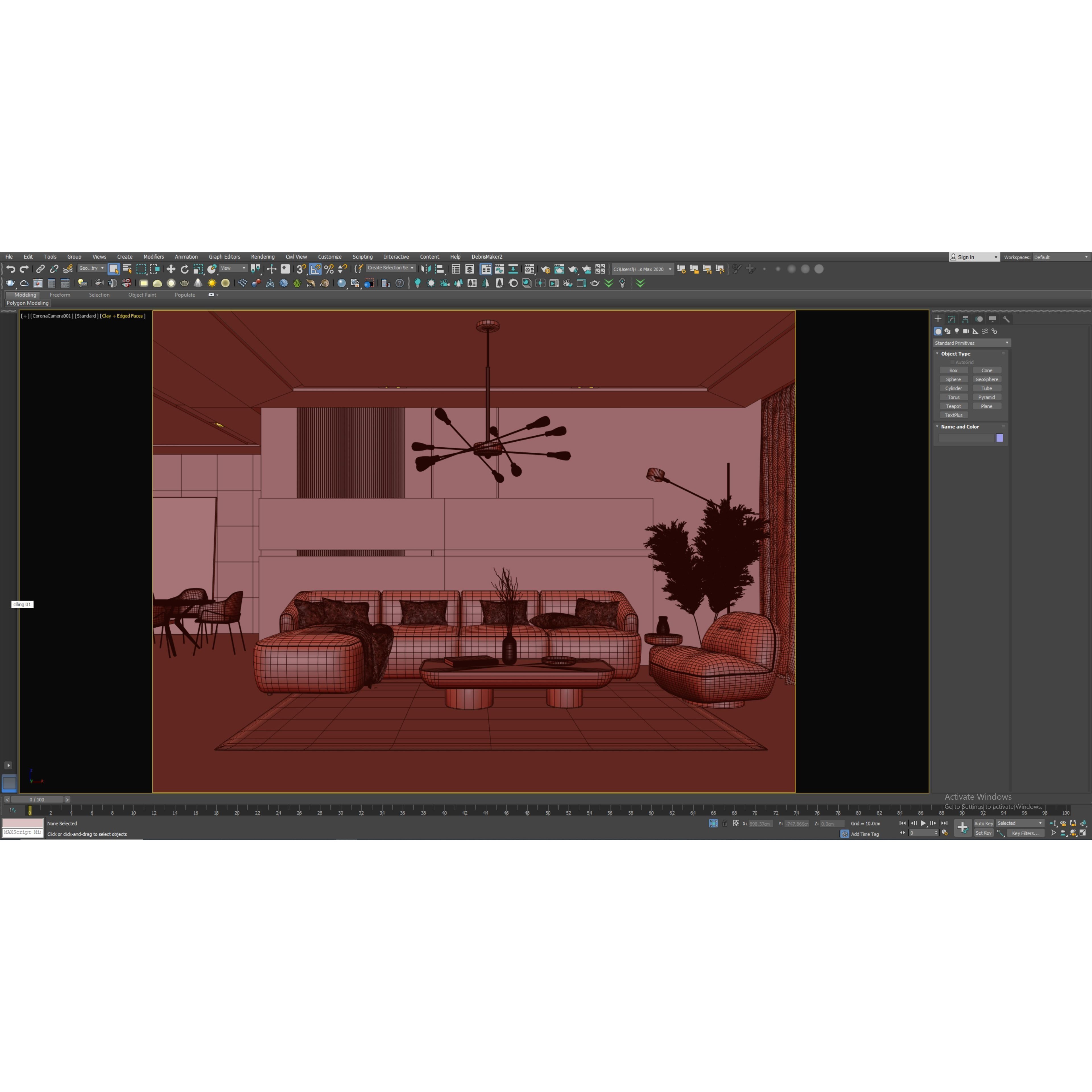 Living Room Interior Scene - Ready to Render 3D Model - View 11