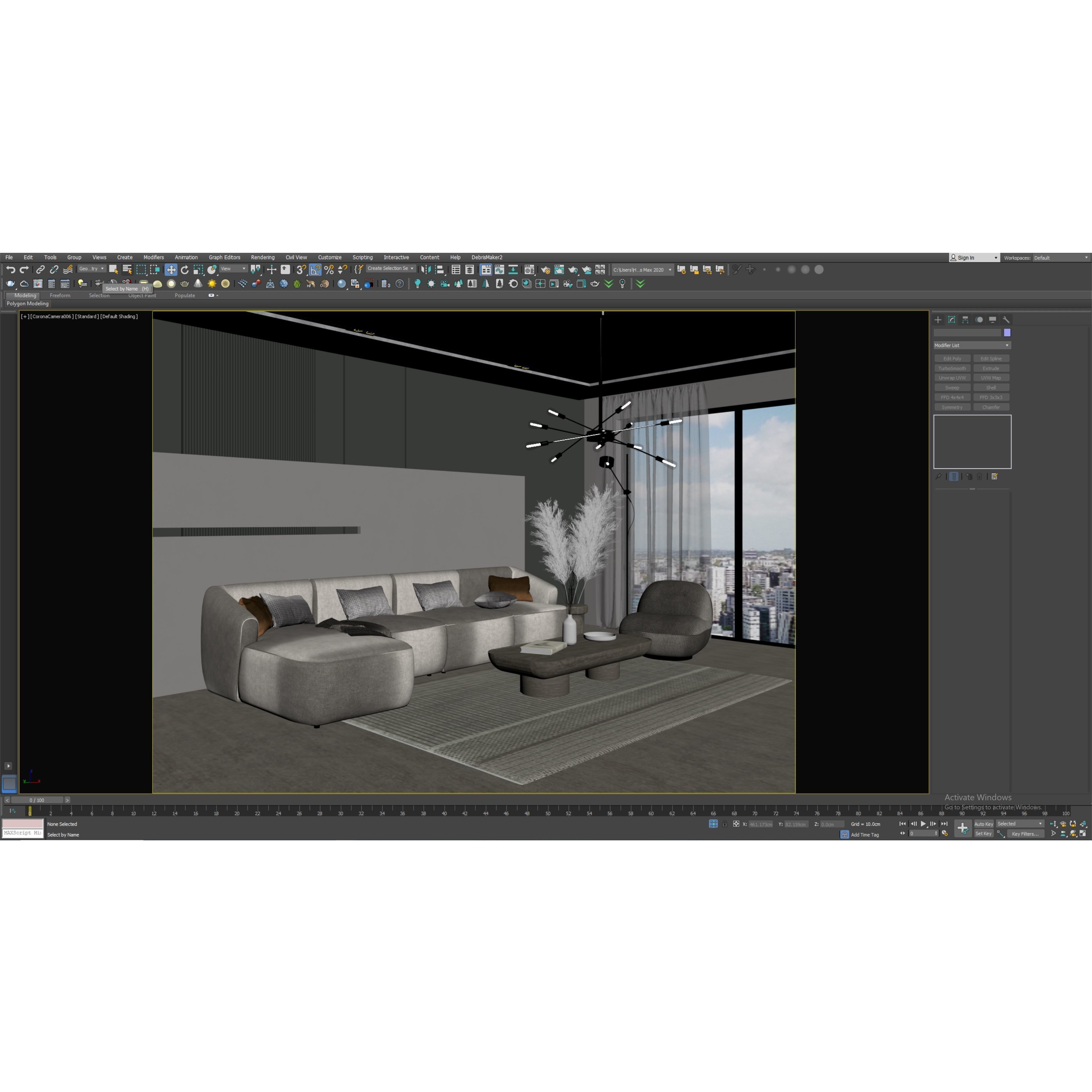 Living Room Interior Scene - Ready to Render 3D Model - View 13