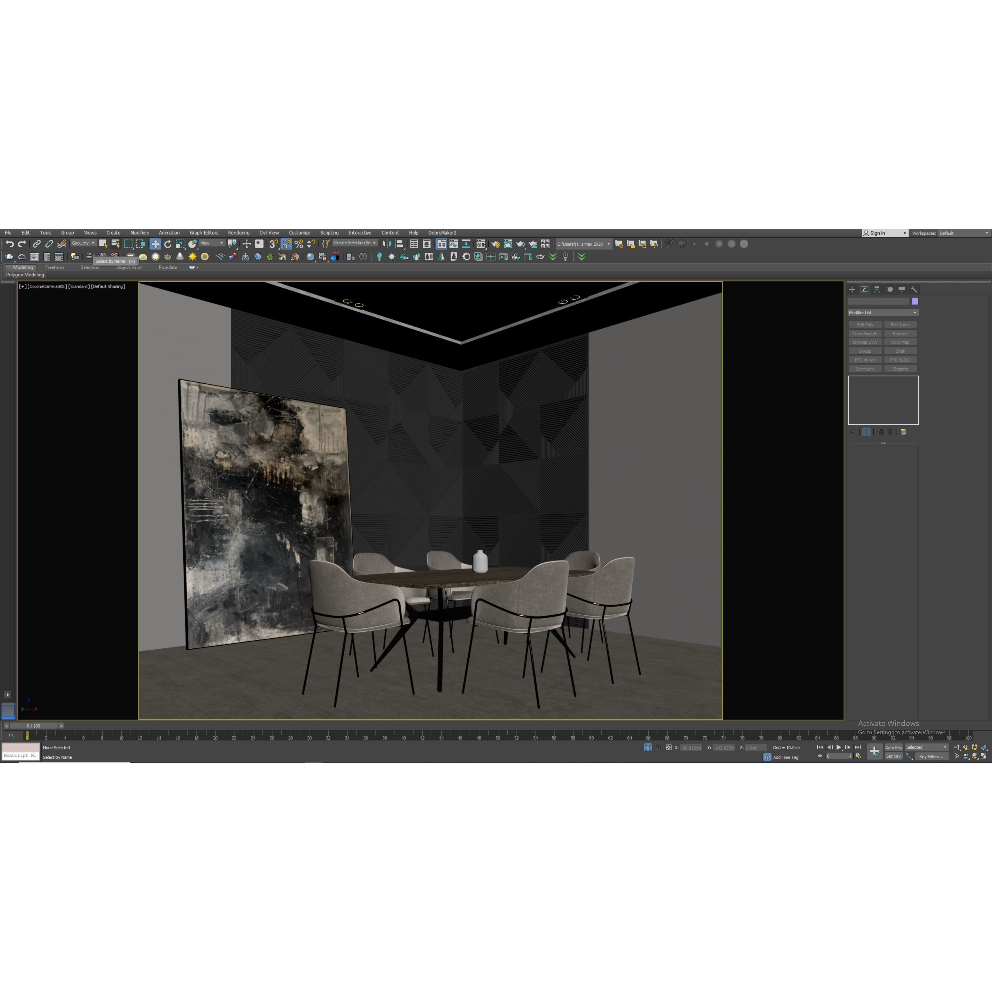 Living Room Interior Scene - Ready to Render 3D Model - View 14