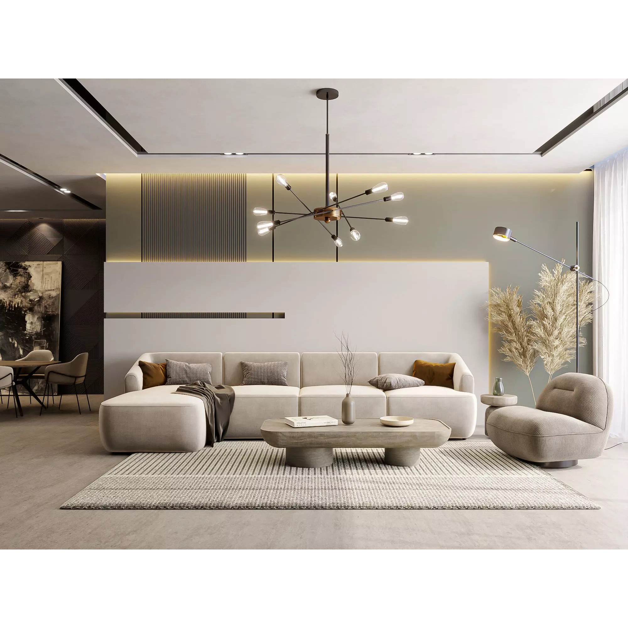 Living Room Interior Scene - Ready to Render 3D Model - View 2