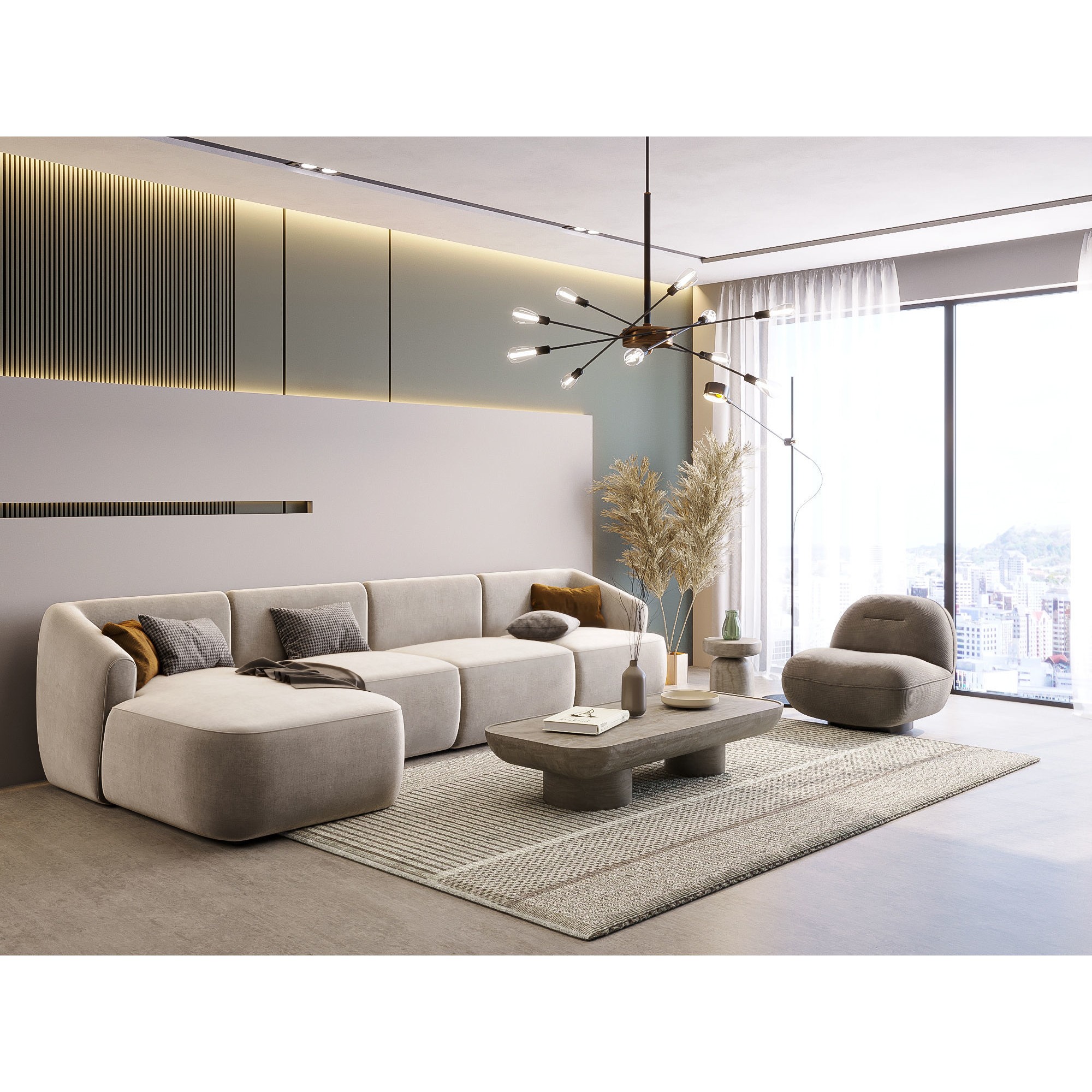 Living Room Interior Scene - Ready to Render 3D Model - View 3