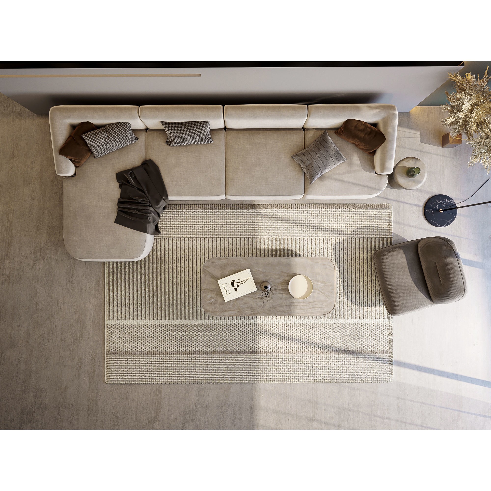 Living Room Interior Scene - Ready to Render 3D Model - View 4