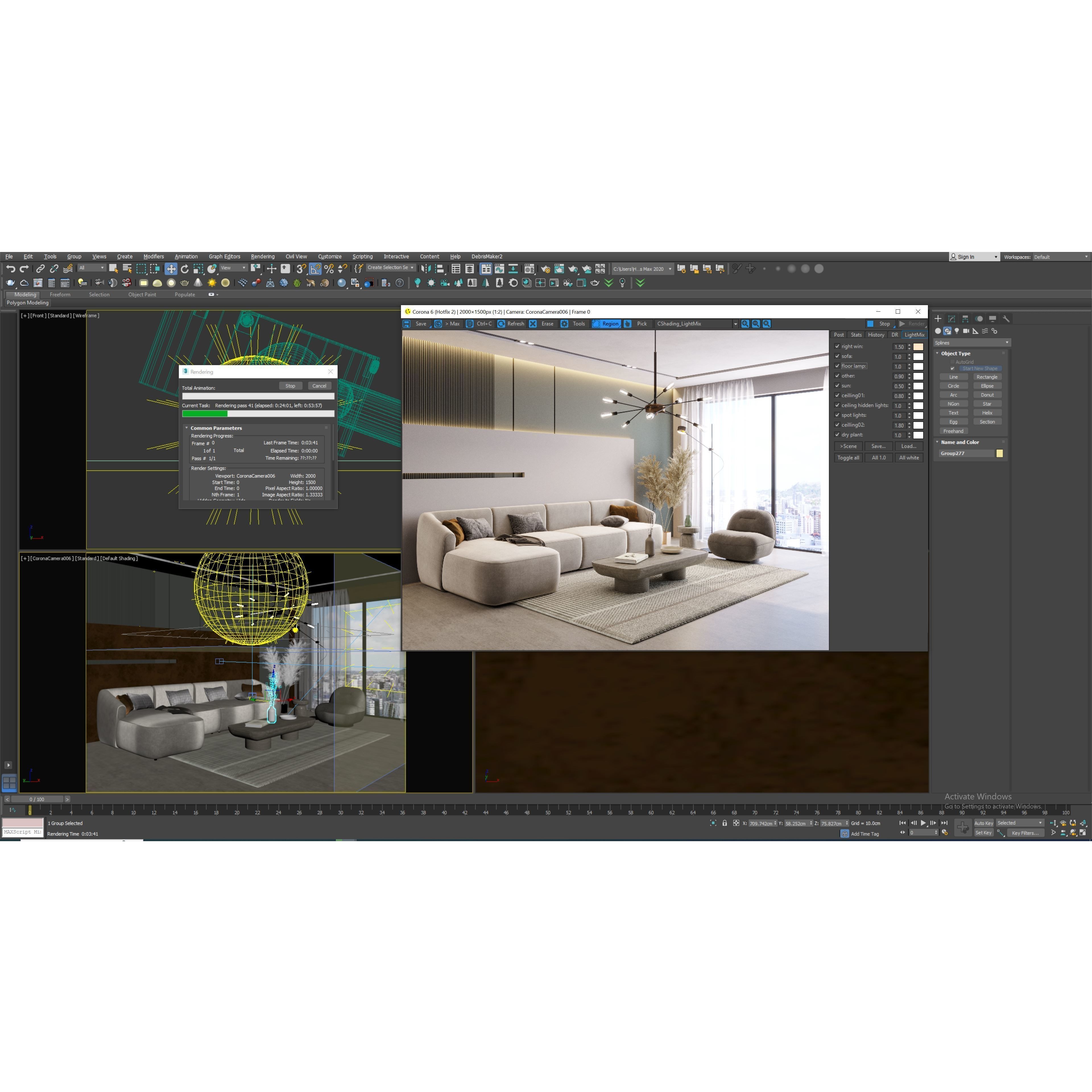 Living Room Interior Scene - Ready to Render 3D Model - View 8