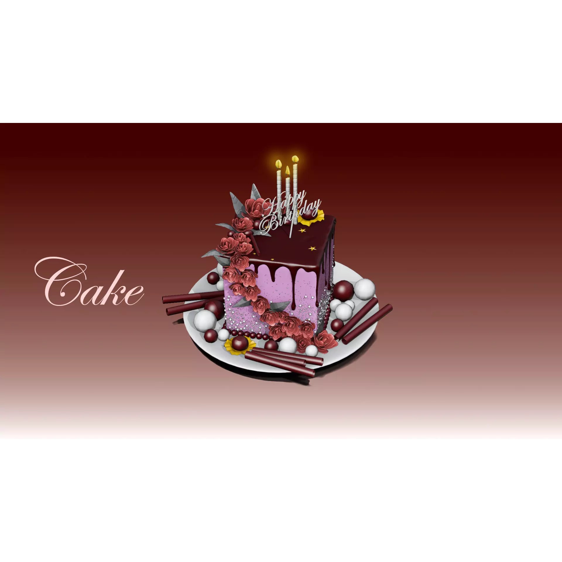 Chocolate Cake Slice 3D Model – Low Poly Game Asset, FBX, OBJ