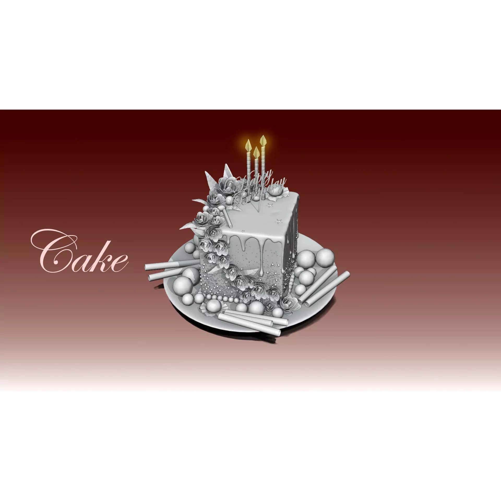 Chocolate Cake Slice 3D Model – Low Poly Game Asset, FBX, OBJ - View 6