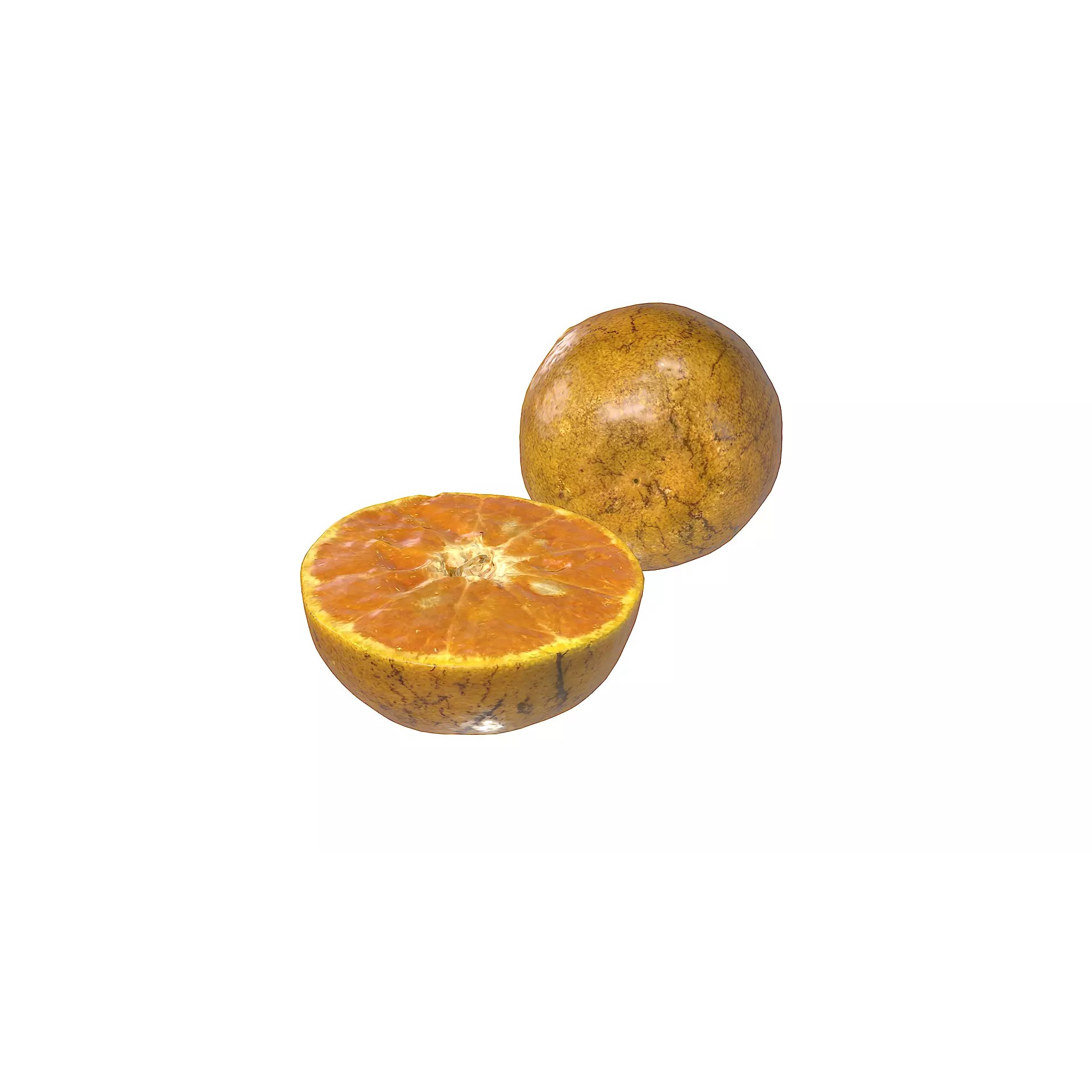 Orange 3D Model – Low Poly Fruit Asset, PBR Textures, Blender, FBX, OBJ - View 2