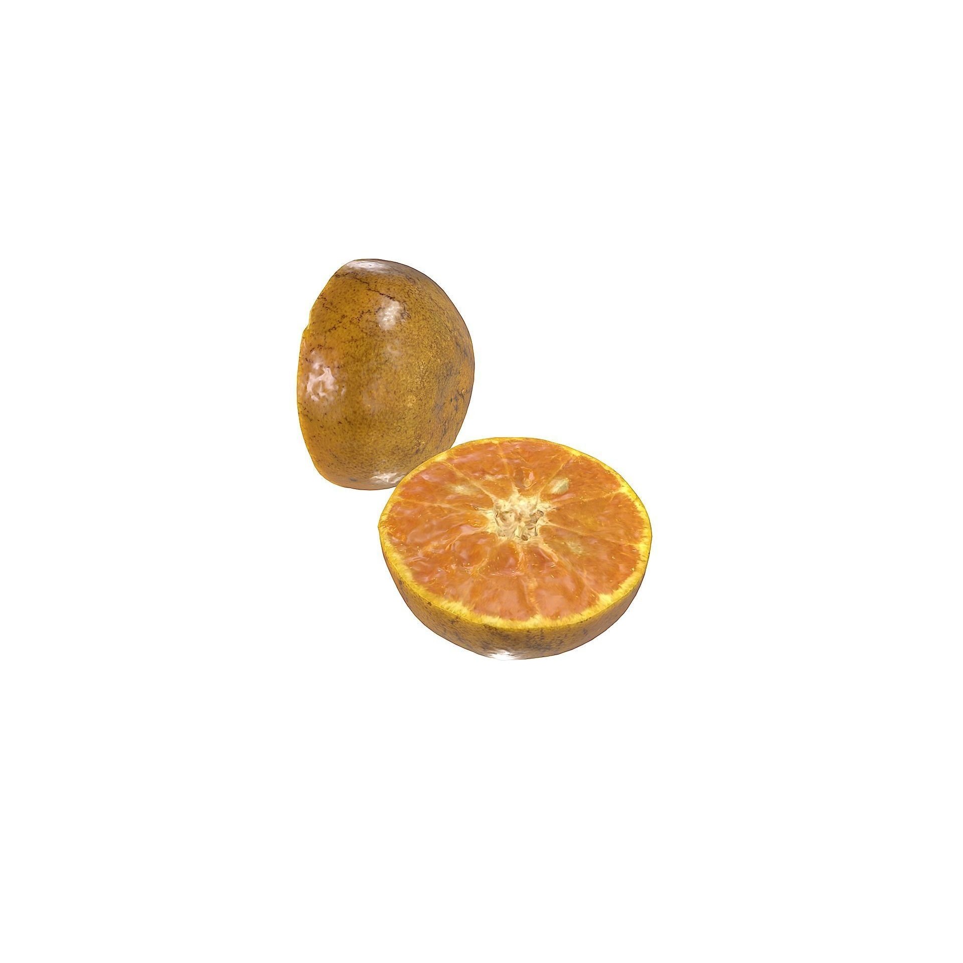 Orange 3D Model – Low Poly Fruit Asset, PBR Textures, Blender, FBX, OBJ - View 3
