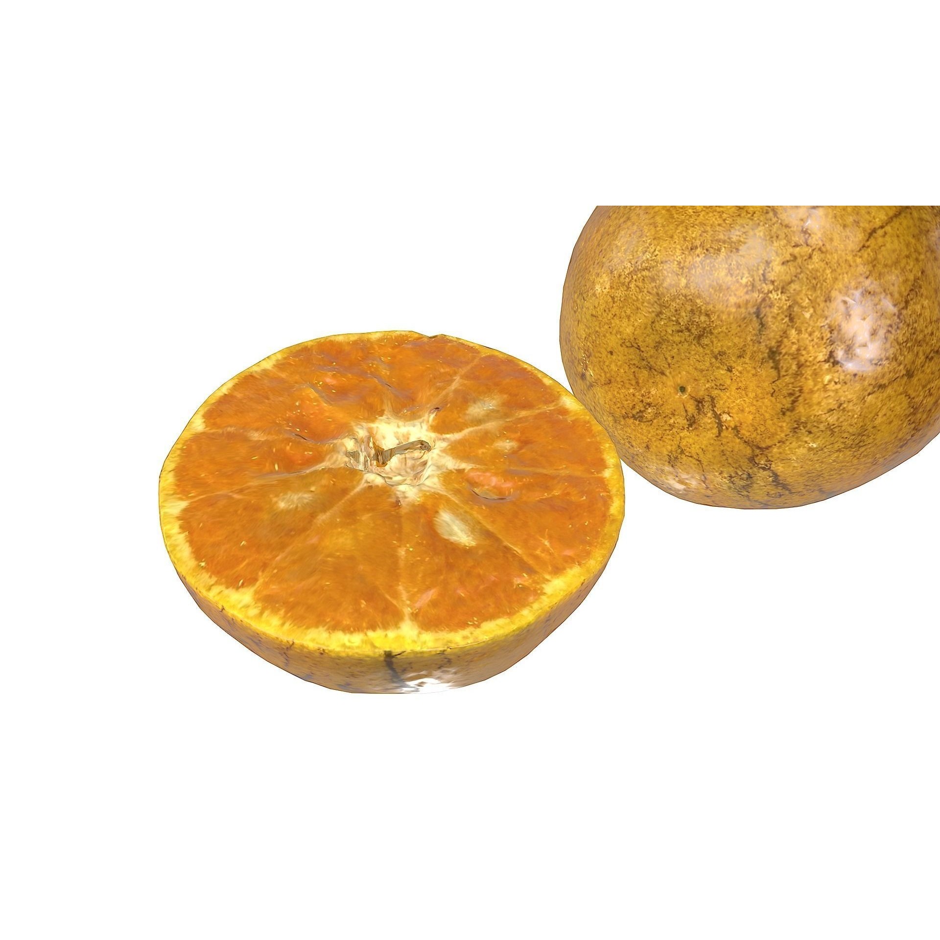 Orange 3D Model – Low Poly Fruit Asset, PBR Textures, Blender, FBX, OBJ - View 9