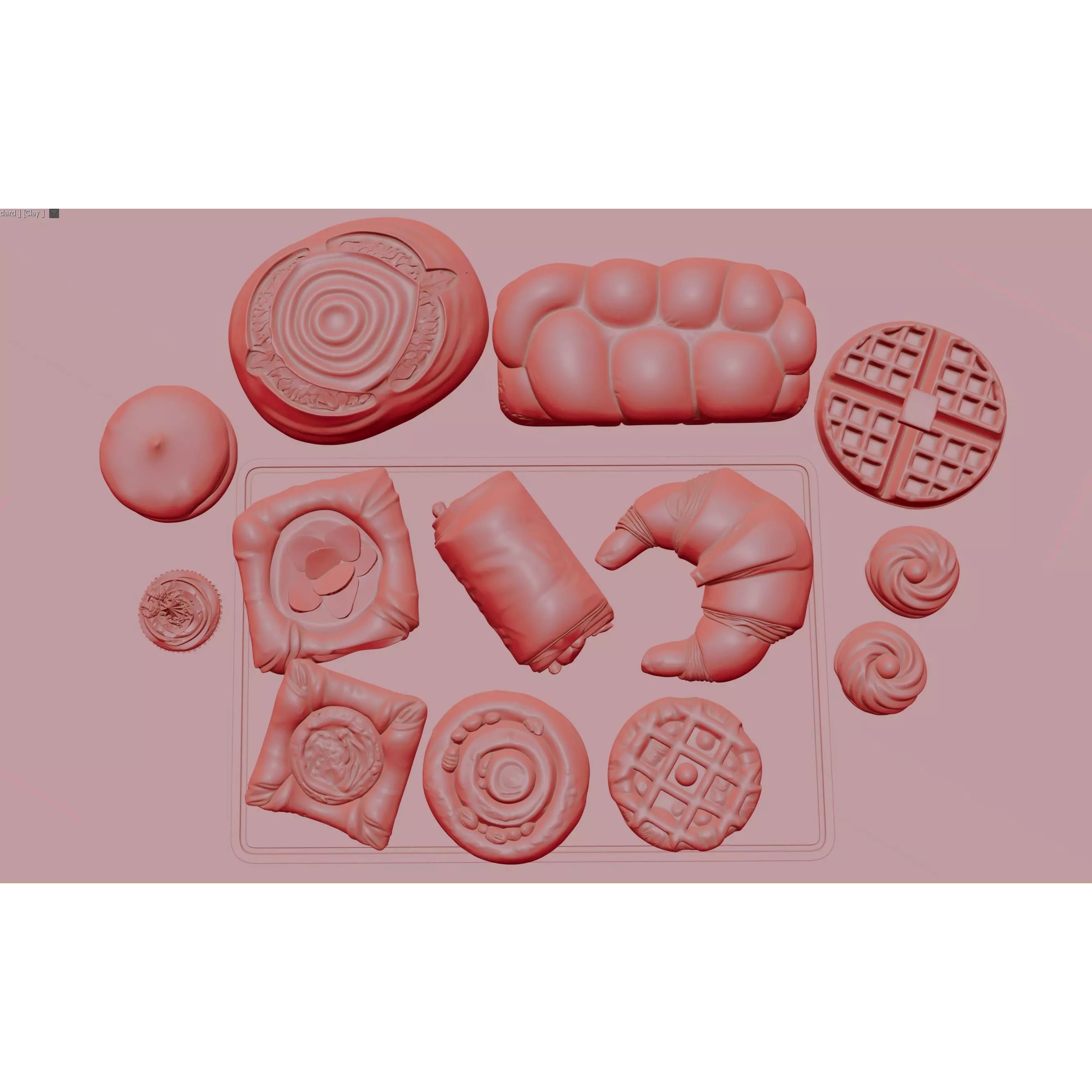 Ultra Realistic Bakery Pastry Set 3D Model – Low Poly PBR Asset, FBX