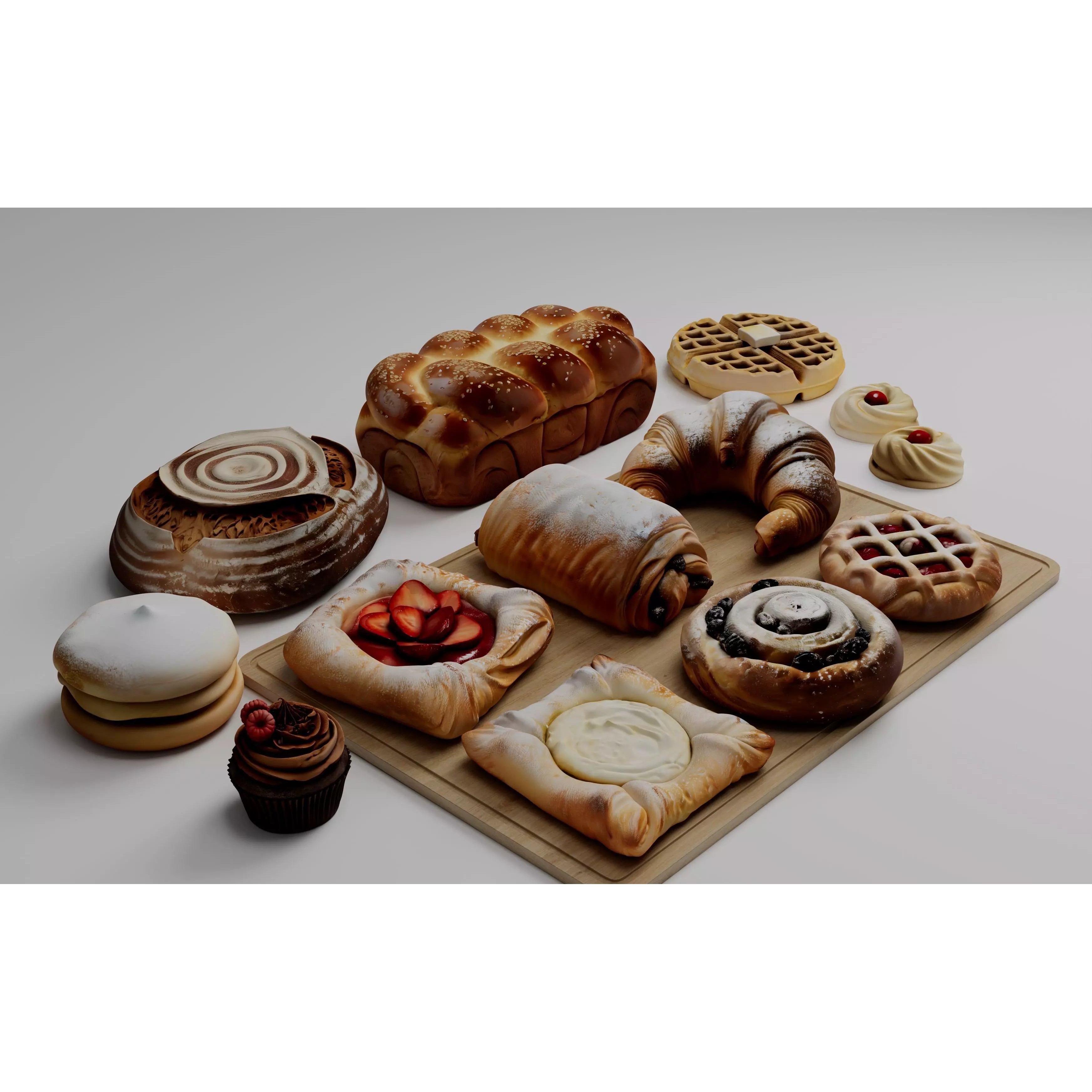 Ultra Realistic Bakery Pastry Set 3D Model – Low Poly PBR Asset, FBX - View 12