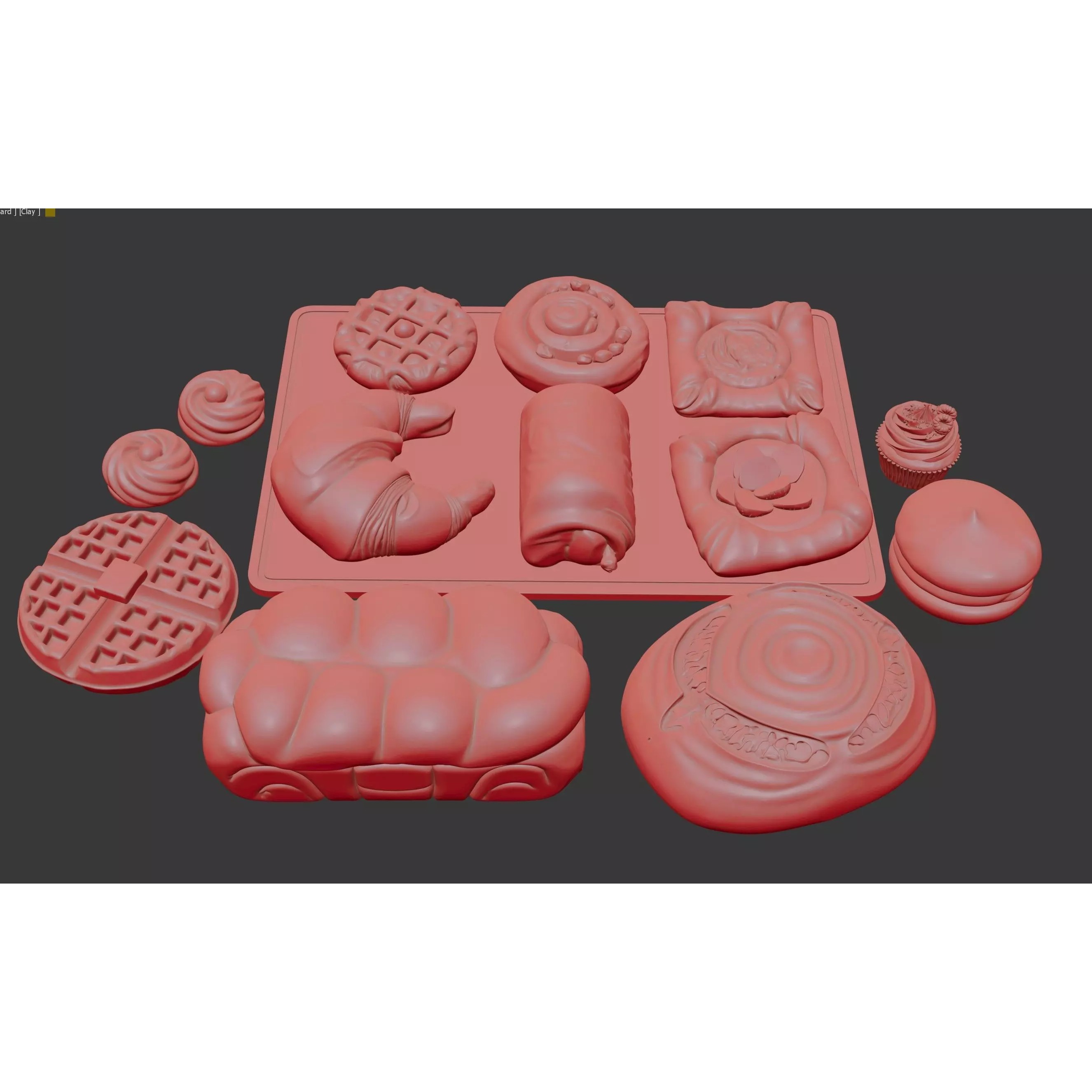 Ultra Realistic Bakery Pastry Set 3D Model – Low Poly PBR Asset, FBX - View 16