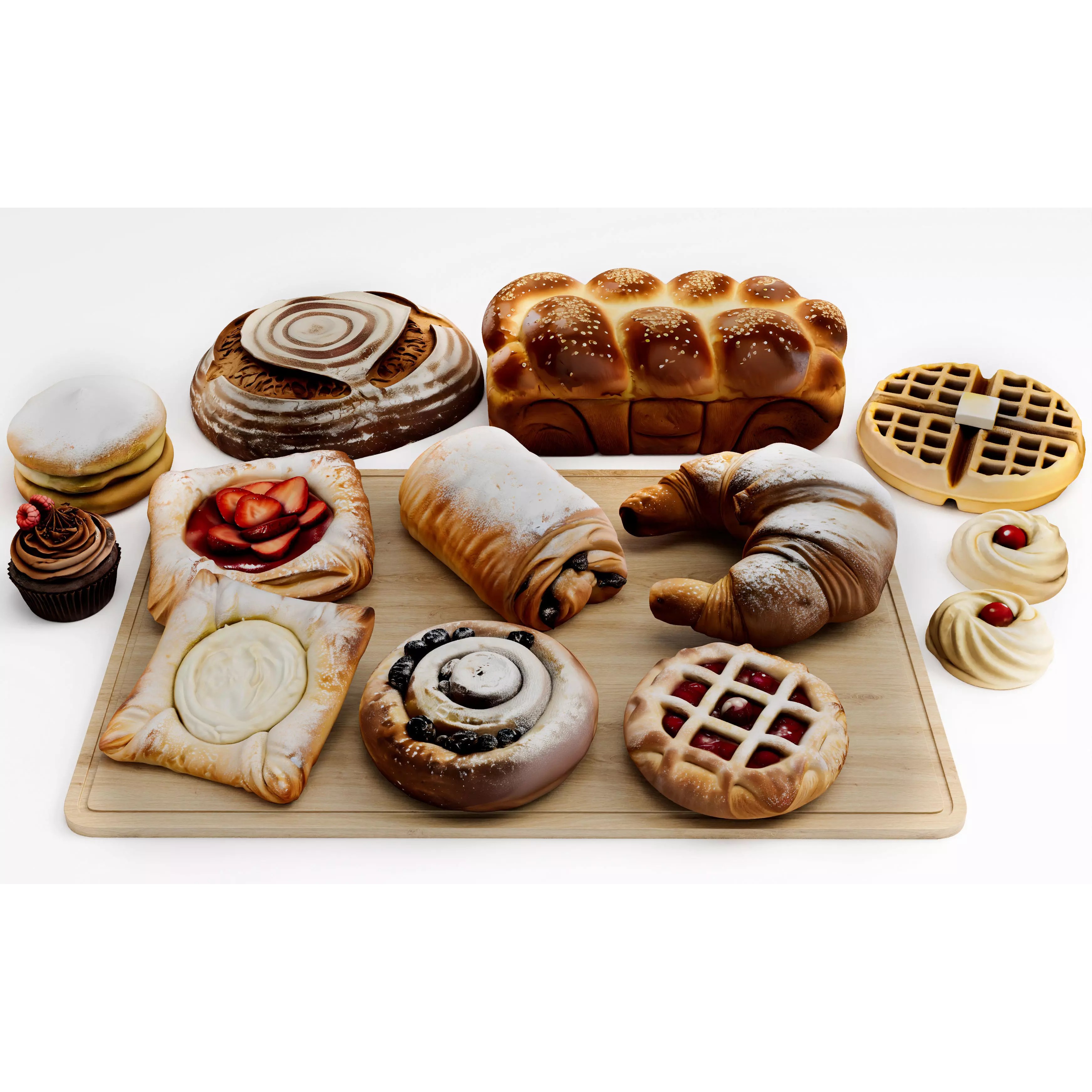 Ultra Realistic Bakery Pastry Set 3D Model – Low Poly PBR Asset, FBX - View 5