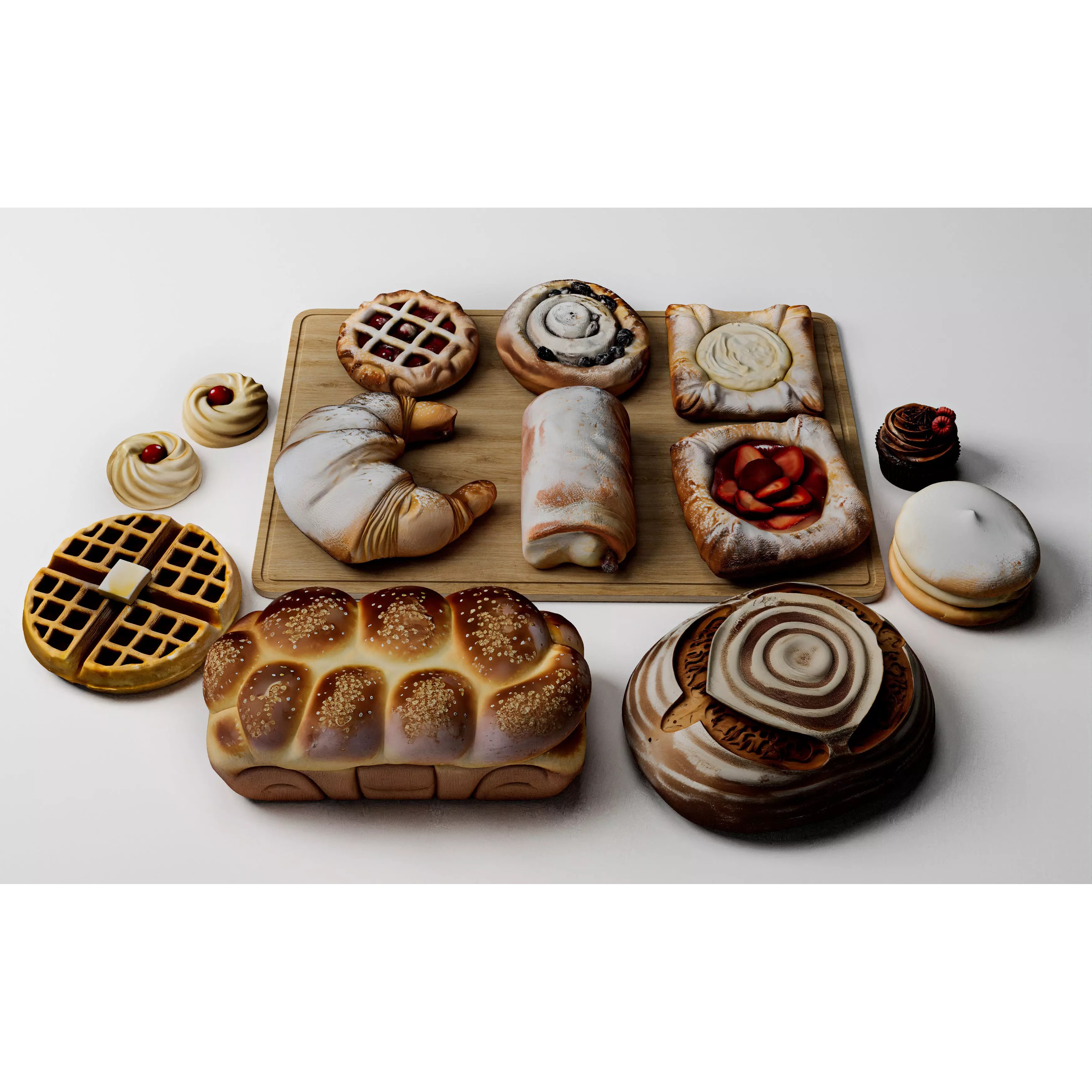 Ultra Realistic Bakery Pastry Set 3D Model – Low Poly PBR Asset, FBX - View 6